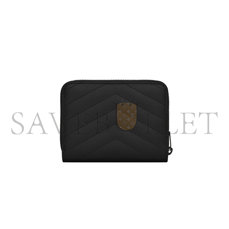 Y*L CASSANDRE MATELASSÉ COMPACT ZIP AROUND WALLET IN GRAIN DE POUDRE LEATHER 668288BOW081000 (12*10*