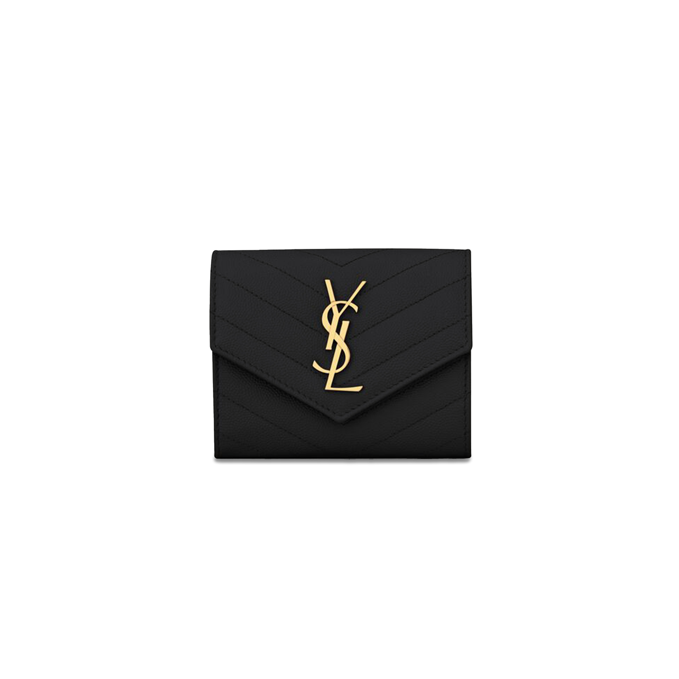 Y*L CASSANDRE MATELASSÉ COMPACT TRI FOLD WALLET IN GRAIN DE POUDRE LEATHER 403943BOW011000 (12.5*10*