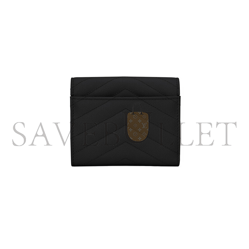 Y*L CASSANDRE MATELASSÉ COMPACT TRI FOLD WALLET IN GRAIN DE POUDRE LEATHER 403943BOW011000 (12.5*10*