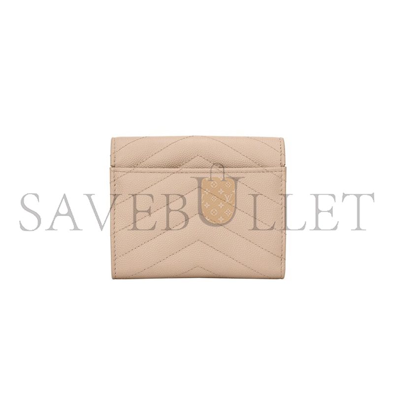 Y*L CASSANDRE MATELASSÉ COMPACT TRI FOLD WALLET IN GRAIN DE POUDRE LEATHER 403943BOW012721 (12.5*10*