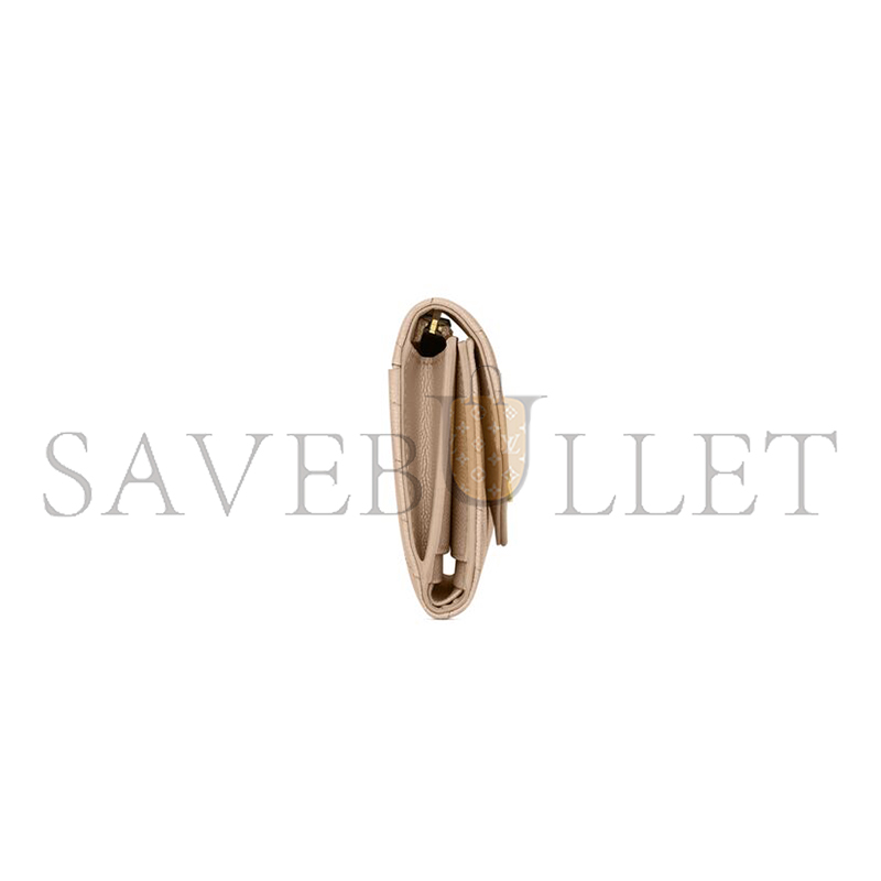 Y*L CASSANDRE MATELASSÉ COMPACT TRI FOLD WALLET IN GRAIN DE POUDRE LEATHER 403943BOW012721 (12.5*10*