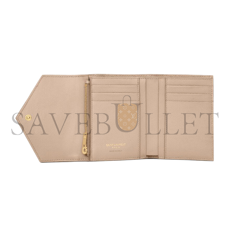 Y*L CASSANDRE MATELASSÉ COMPACT TRI FOLD WALLET IN GRAIN DE POUDRE LEATHER 403943BOW012721 (12.5*10*