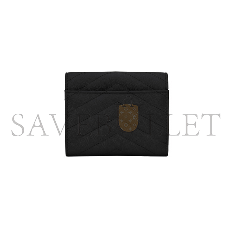 Y*L CASSANDRE MATELASSÉ COMPACT TRI FOLD WALLET IN GRAIN DE POUDRE LEATHER 403943BOW021000 (12.5*10*