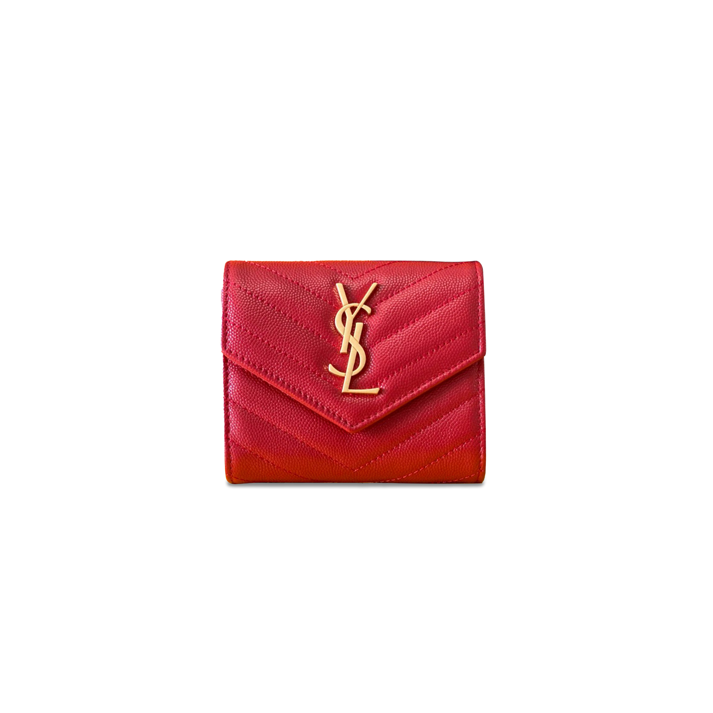 Y*L CASSANDRE MATELASSÉ COMPACT TRI FOLD WALLET IN GRAIN DE POUDRE LEATHER 403943809056 (12.5*10*2.5