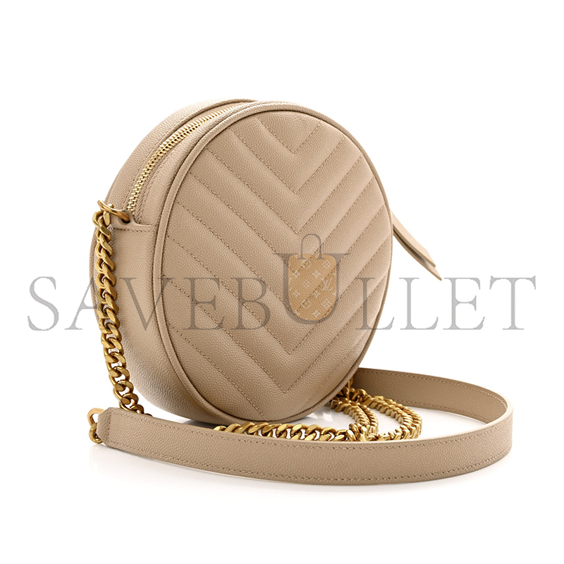 Y*L VINYLE ROUND CAMERA BAG IN CHEVRON-QUILTED GRAIN DE POUDRE EMBOSSED LEATHER 6104361GF072721 (17*