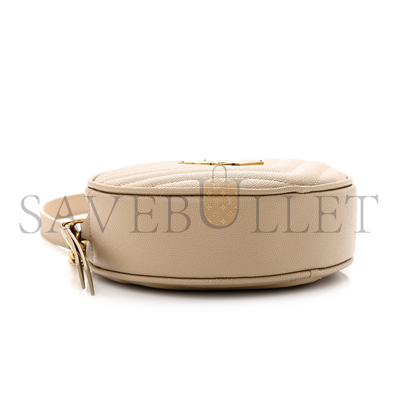 Y*L VINYLE ROUND CAMERA BAG IN CHEVRON-QUILTED GRAIN DE POUDRE EMBOSSED LEATHER 6104361GF072721 (17*