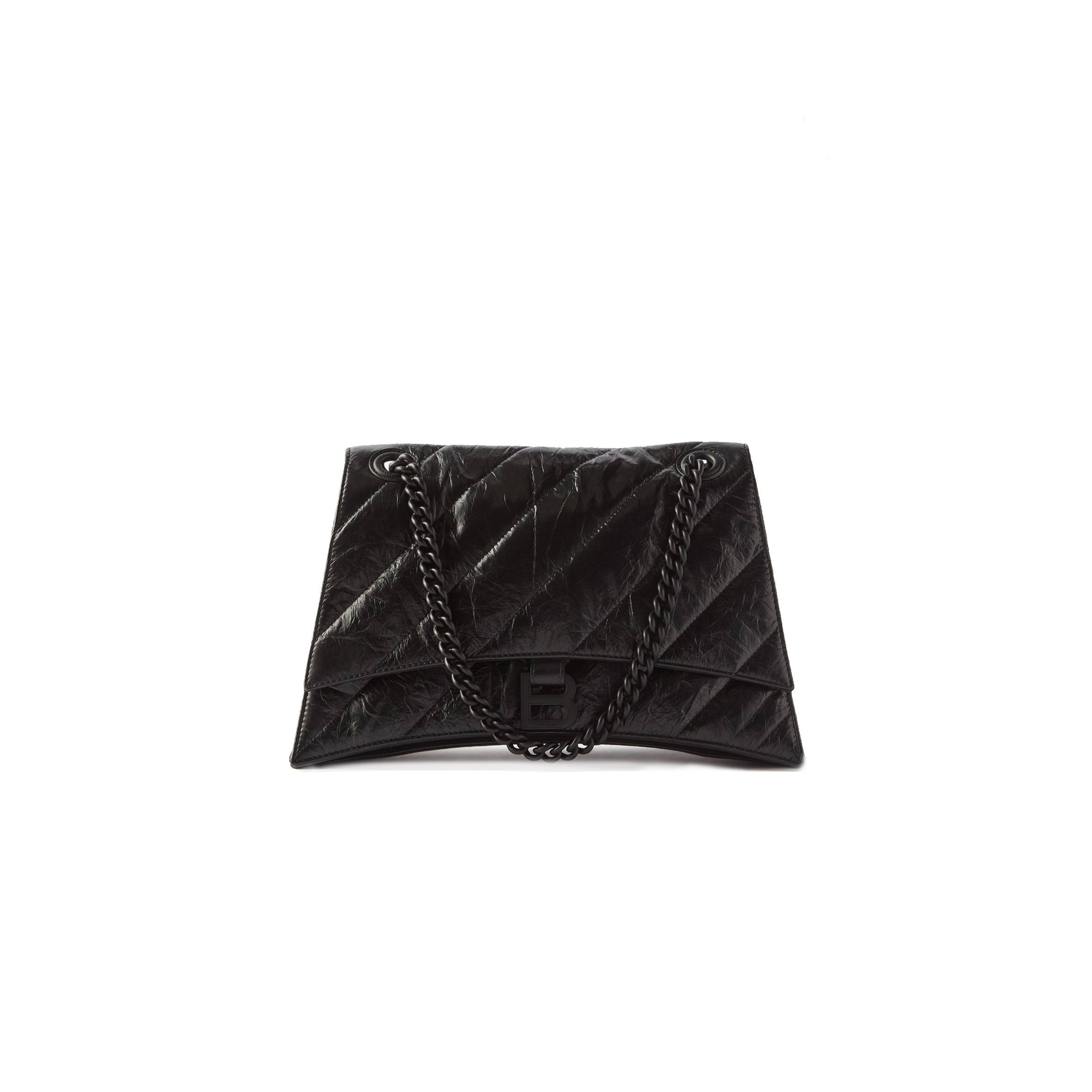 Ba*len*cia*ga black crush m quilted creased leather shoulder bag  matchesfashion us (30.9*20.3*11.4cm)