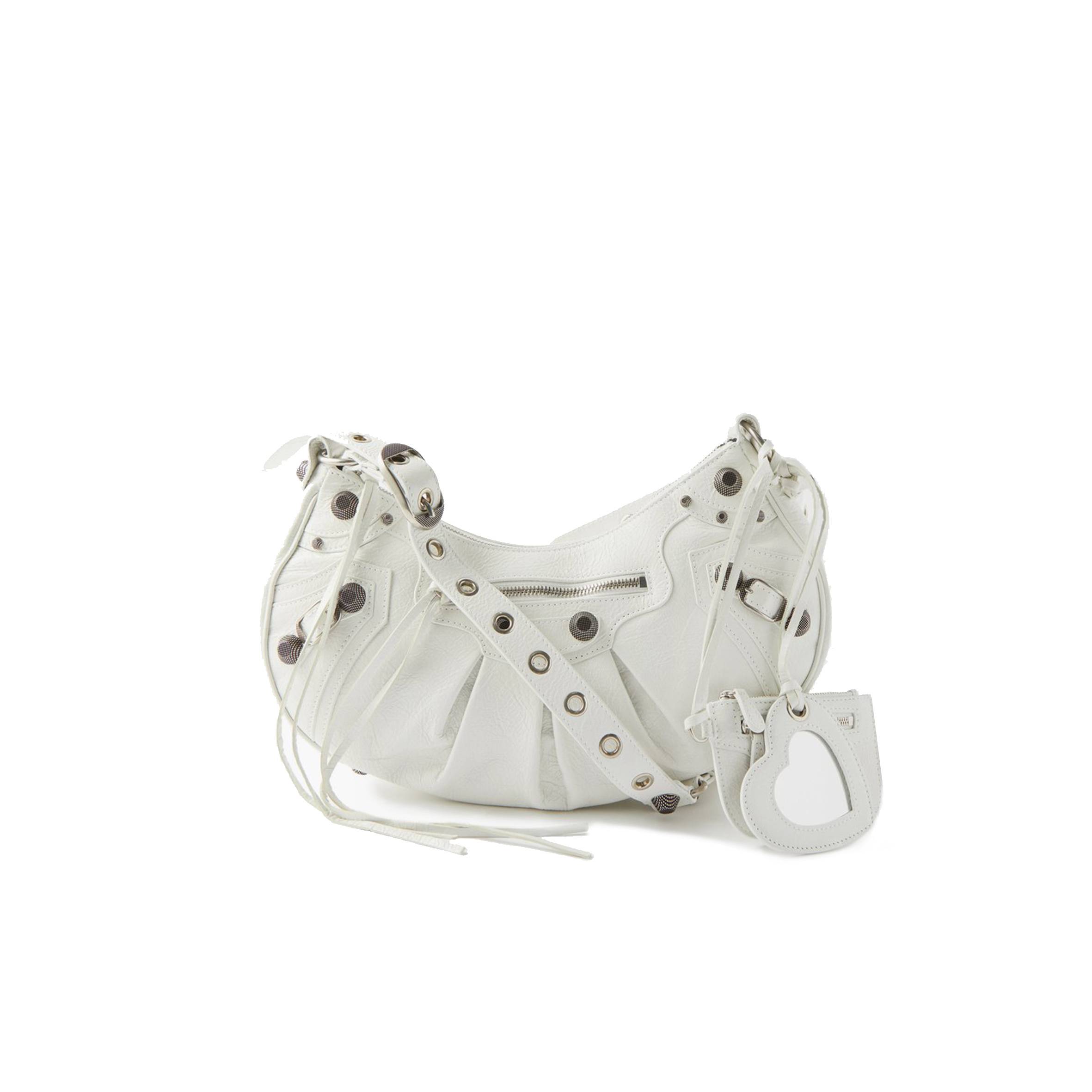 Ba*len*cia*ga white cagole s leather shoulder bag  matchesfashion us (25*17.7*6cm)