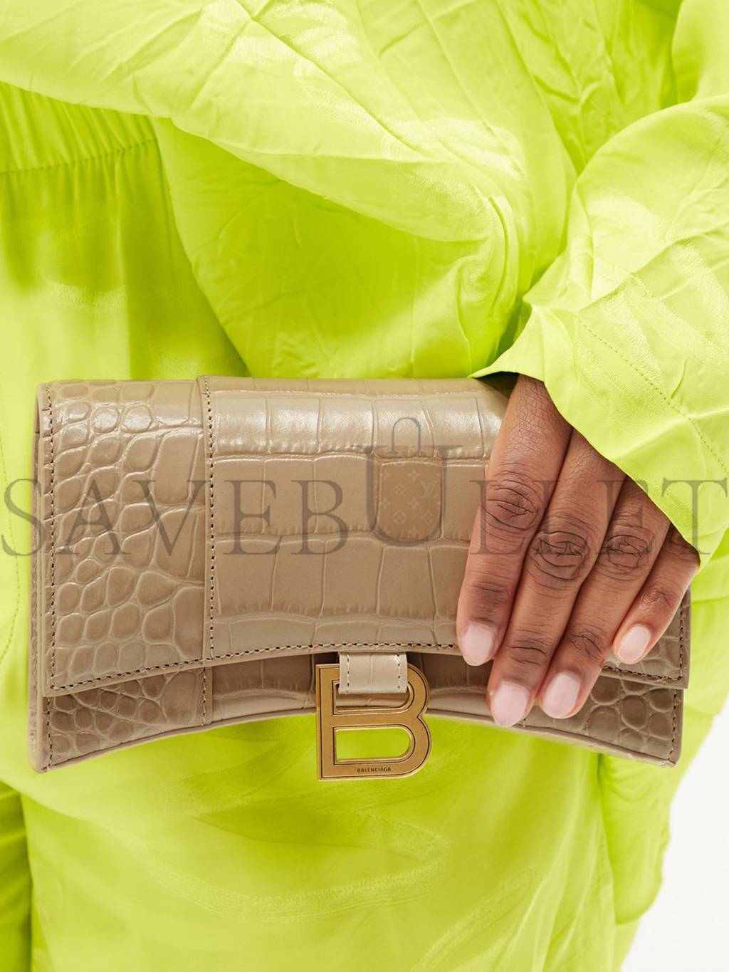 Ba*len*cia*ga brown hourglass crocodile-effect leather cross-body bag  matchesfashion us (19.4*11*4.8cm)