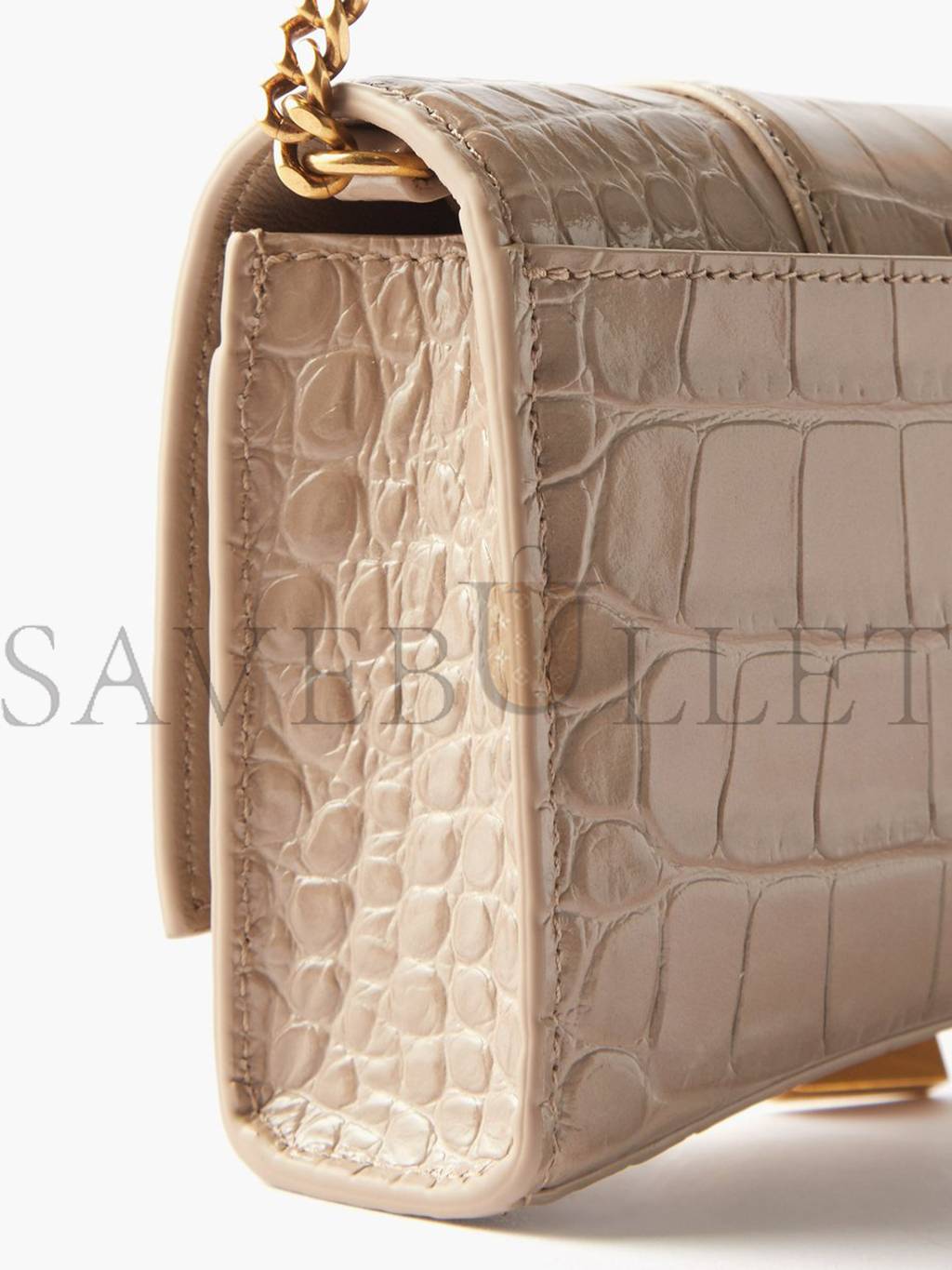 Ba*len*cia*ga brown hourglass crocodile-effect leather cross-body bag  matchesfashion us (19.4*11*4.8cm)