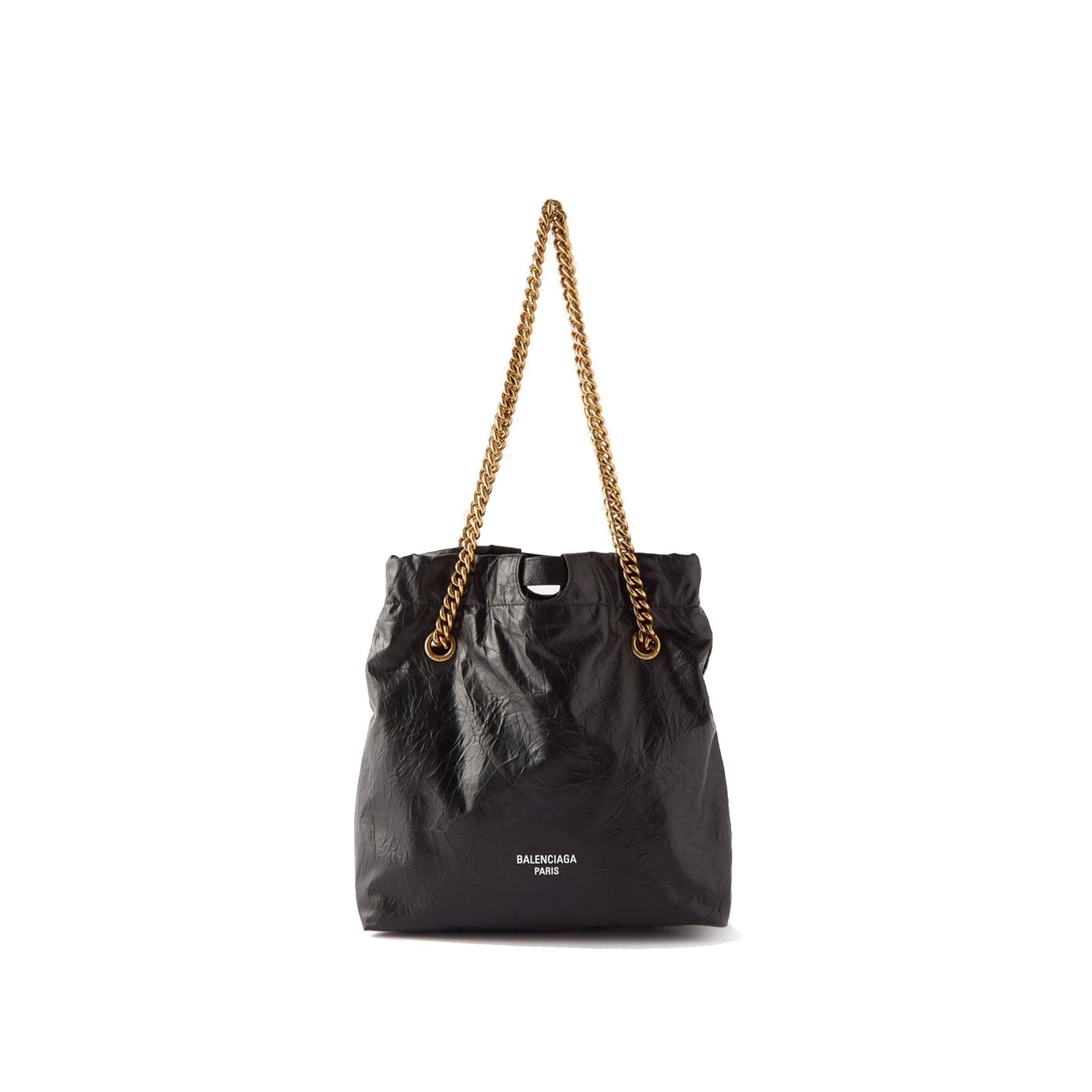 Ba*len*cia*ga black crush creased-leather tote bag  matchesfashion us (27.9*25.4*10.1cm)