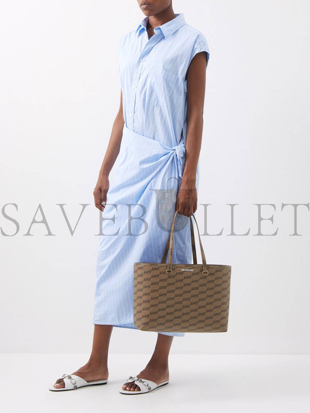 Ba*len*cia*ga beige signature bb-print coated-canvas tote bag  matchesfashion us (40*26*14cm)