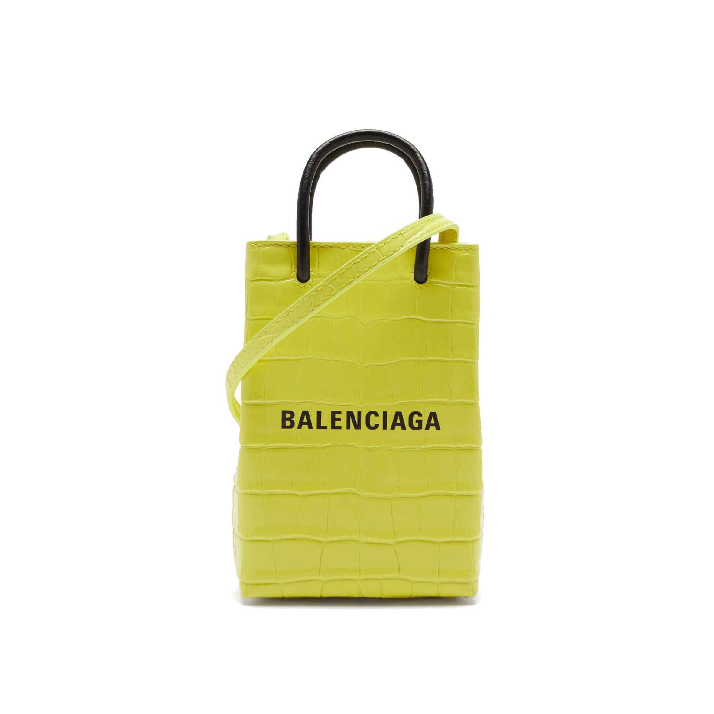 Ba*len*cia*ga yellow shopping mini croc-efffect leather cross-body bag  matchesfashion us (18*12.4*4.8cm)