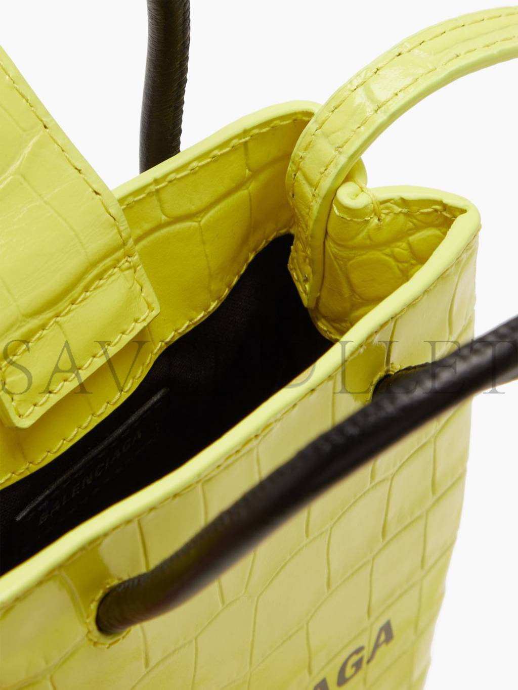 Ba*len*cia*ga yellow shopping mini croc-efffect leather cross-body bag  matchesfashion us (18*12.4*4.8cm)
