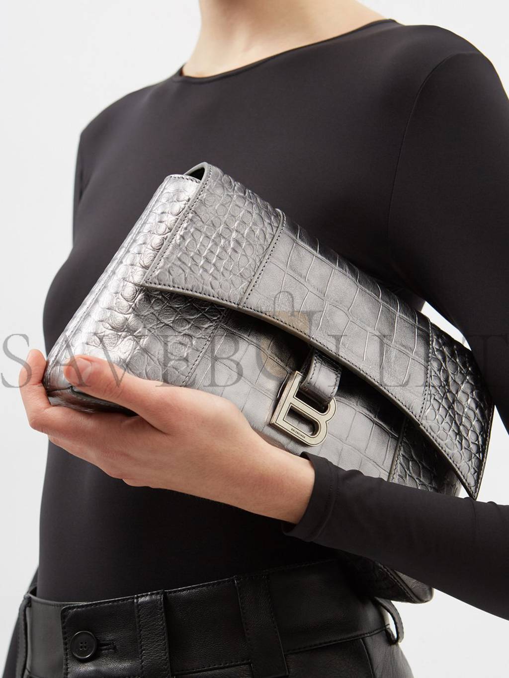 Ba*len*cia*ga metallic downtown xs croc-effect leather cross-body bag matchesfashion us (27*16.5*5.5cm)