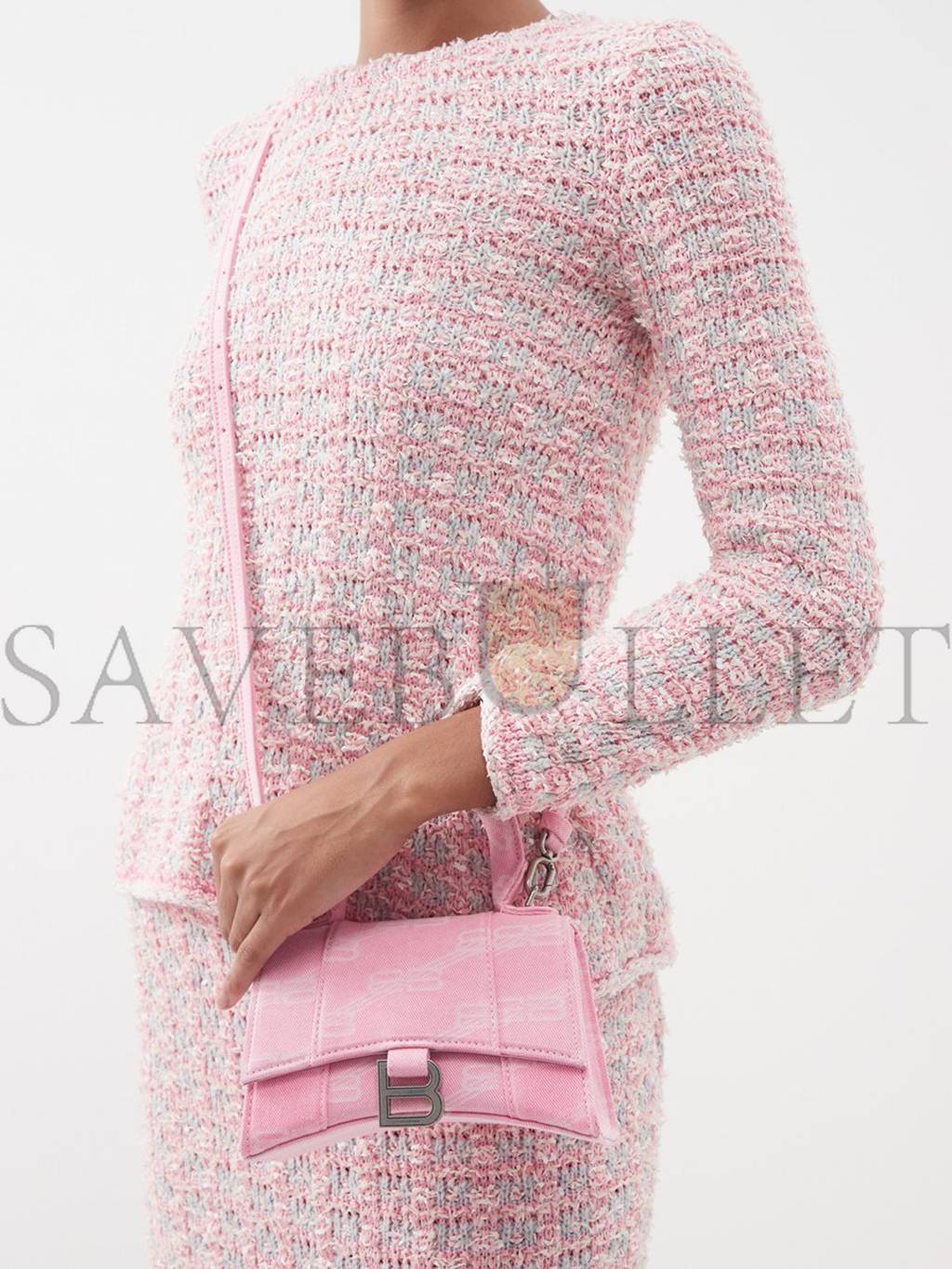 Ba*len*cia*ga pink hourglass xs logo-print denim cross-body bag matchesfashion us (19*12.1*8.1cm)