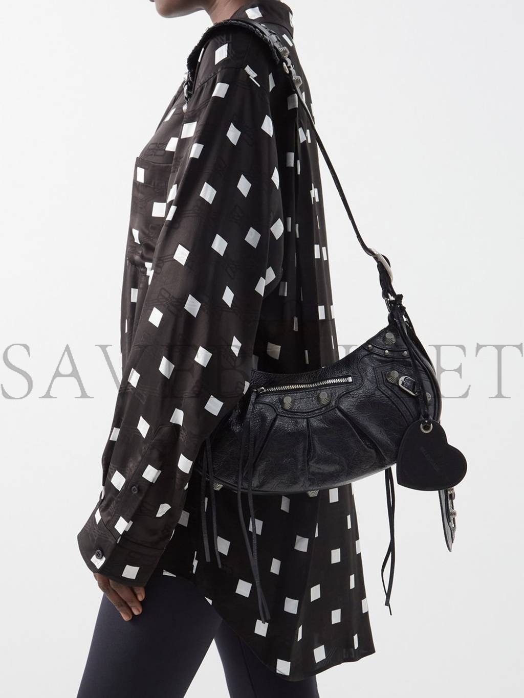 Ba*len*cia*ga black cagole s leather shoulder bag  matchesfashion us (33*14.7*7.8cm)
