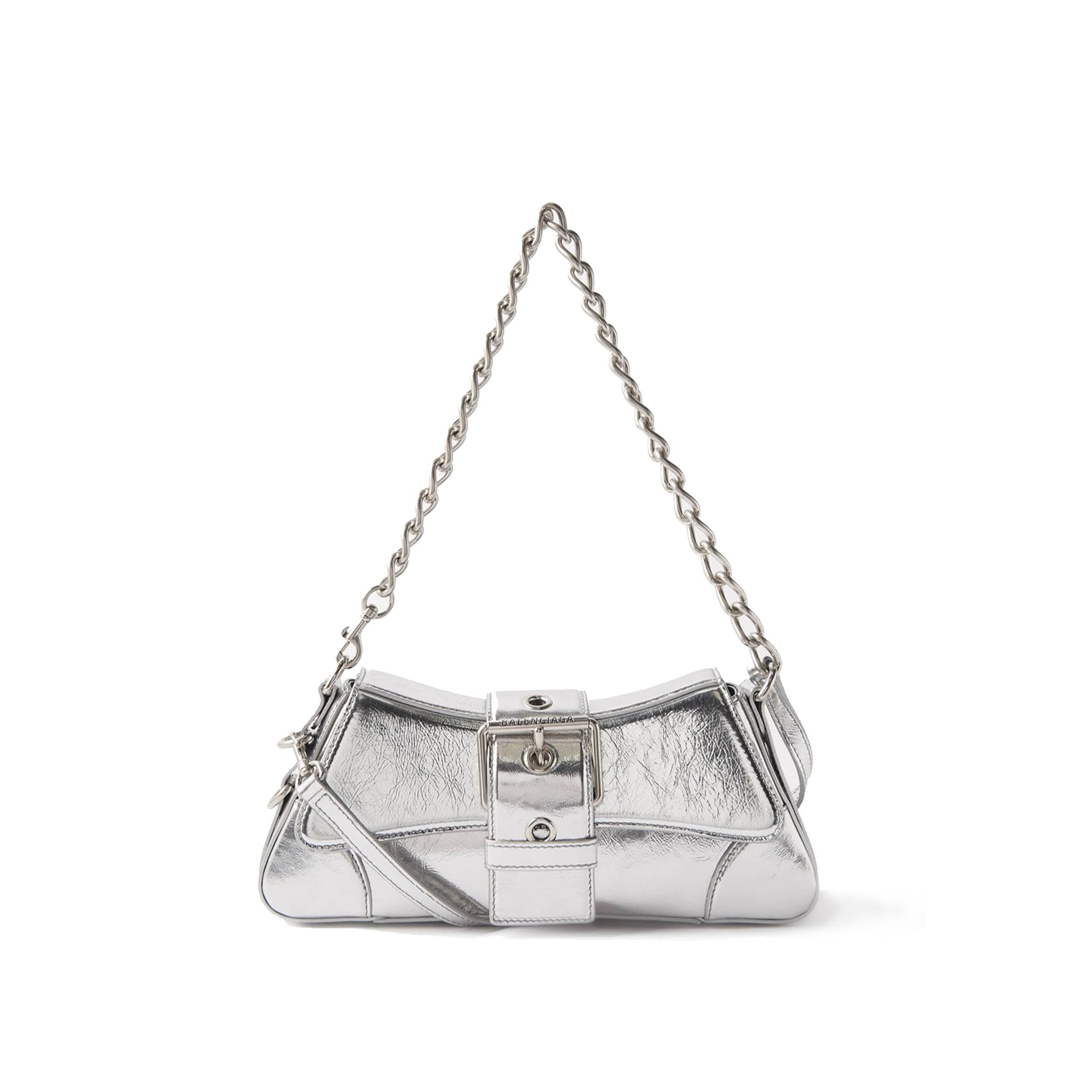Ba*len*cia*ga silver lindsay s metallic-leather shoulder bag  matchesfashion us (28.5*12.9*5.3cm)