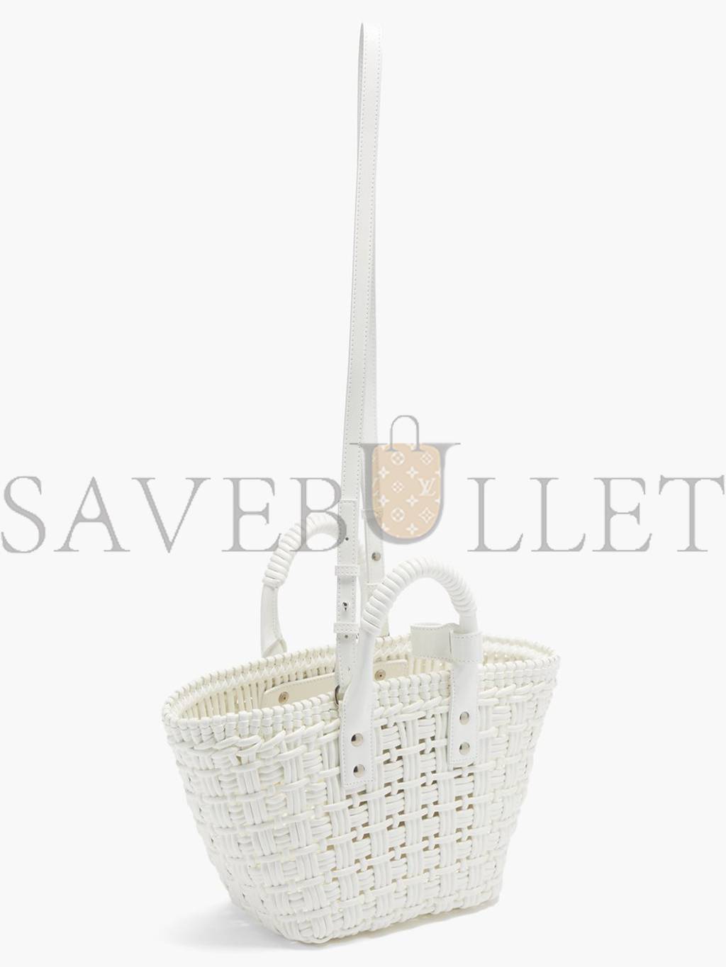 Ba*len*cia*ga white bistrot xs  braided pvc tote bag matchesfashion us (34.4*19*-12cm)