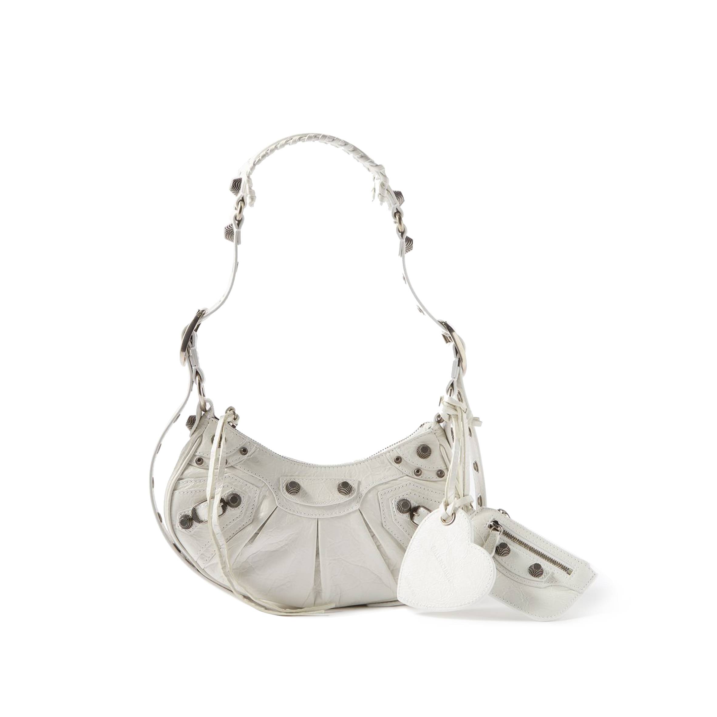 Ba*len*cia*ga white cagole xs leather shoulder bag  matchesfashion us (24*13.5*5.4cm)