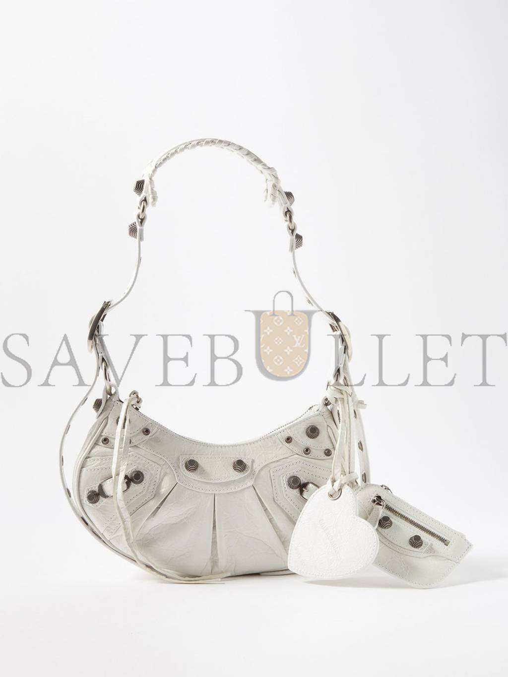 Ba*len*cia*ga white cagole xs leather shoulder bag  matchesfashion us (24*13.5*5.4cm)