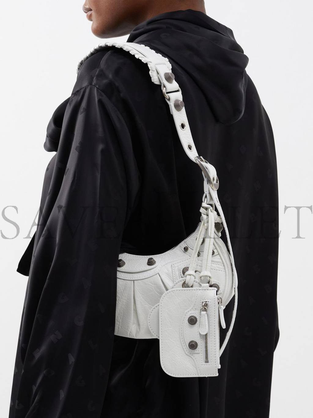 Ba*len*cia*ga white cagole xs leather shoulder bag  matchesfashion us (24*13.5*5.4cm)