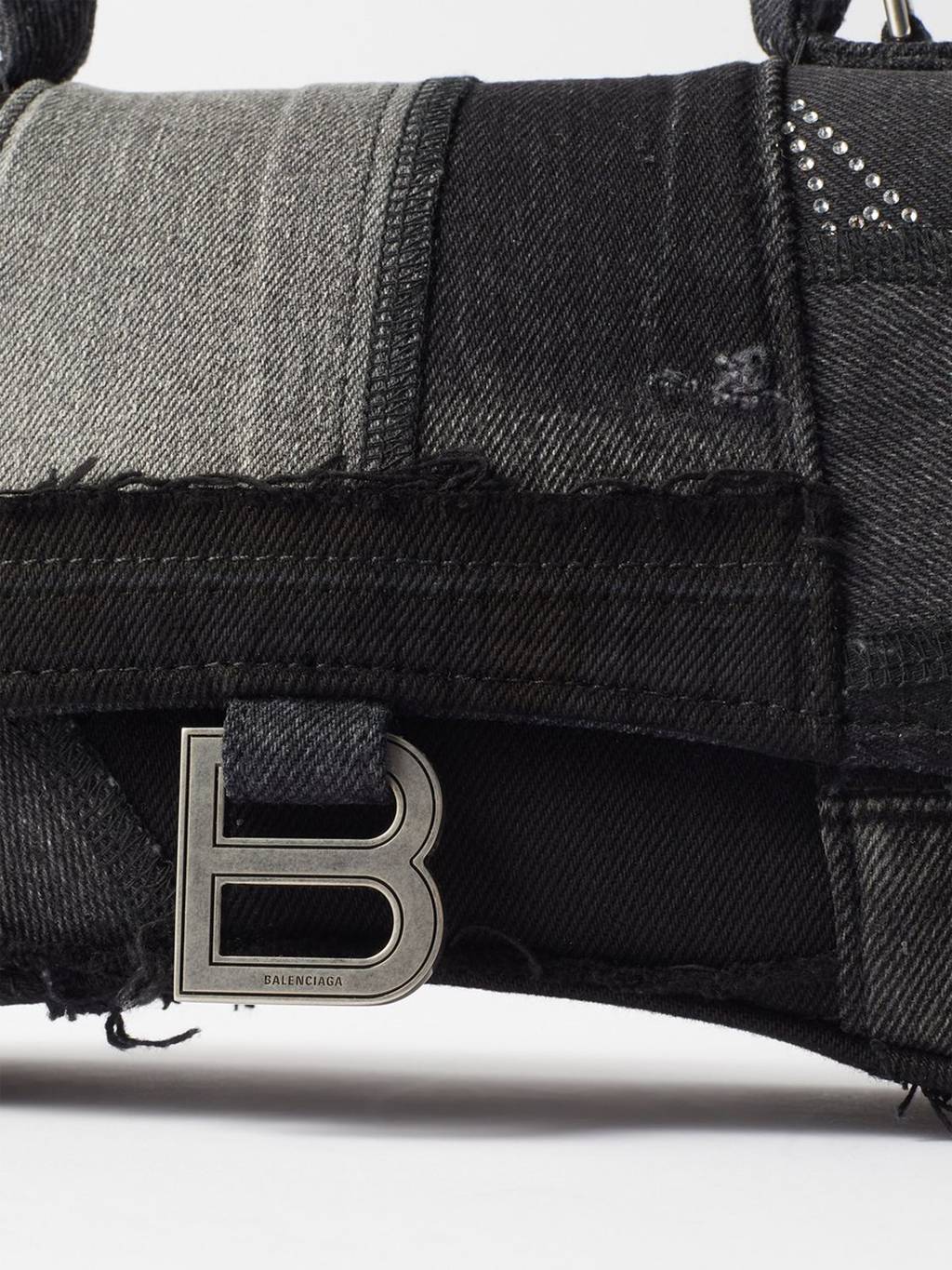 Ba*len*cia*ga blue hourglass s embellished denim bag  matchesfashion us (22.8*16.5*20cm)