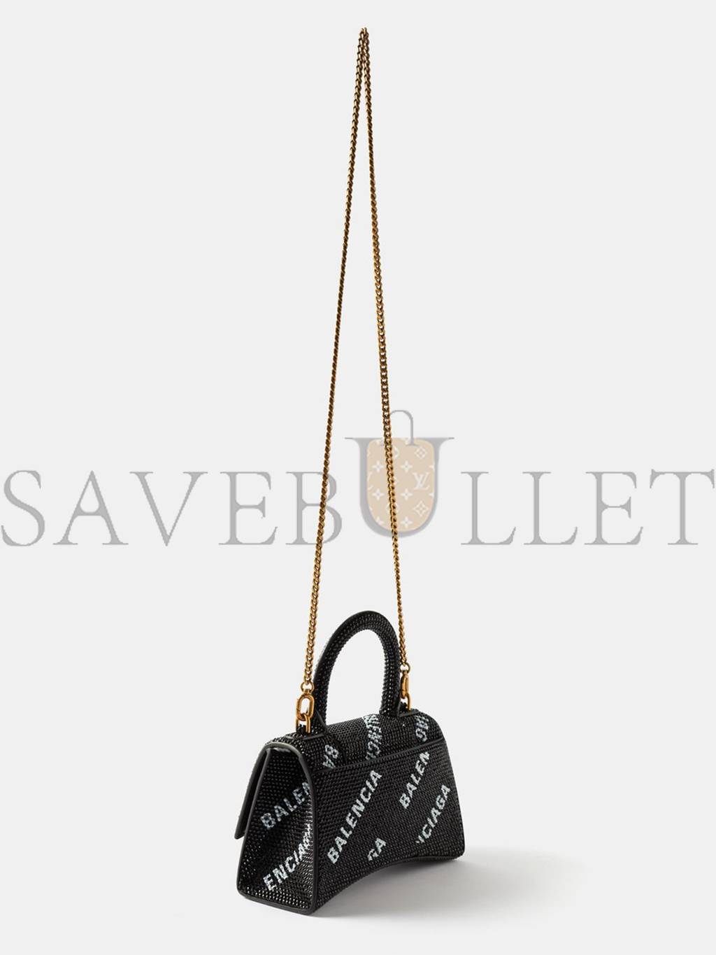 Ba*len*cia*ga black hourglass xs crystal-embellished handbag matchesfashion us (19*12*6.6cm)