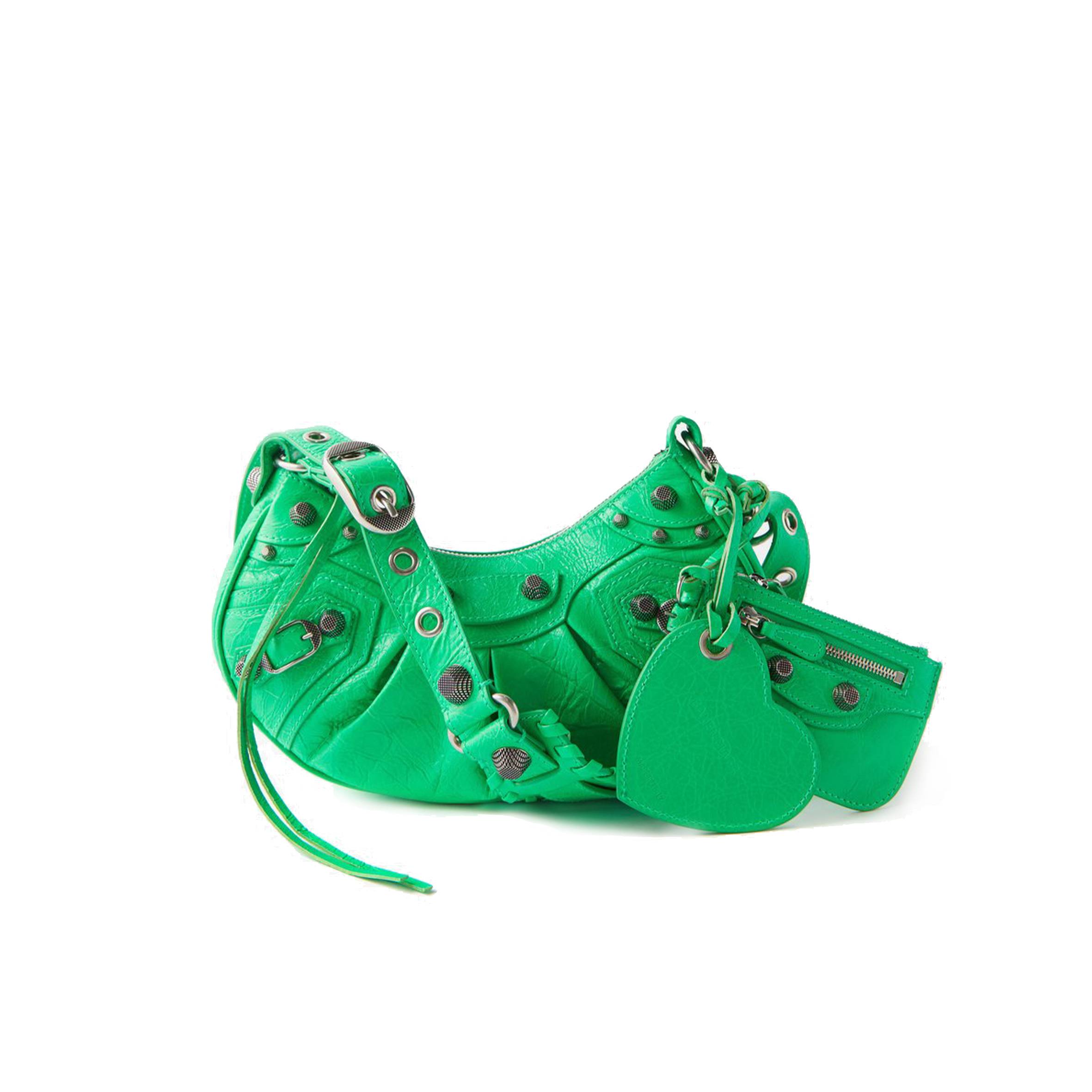 Ba*len*cia*ga green cagole xs studded leather shoulder bag  matchesfashion us (25*17.7*6cm)