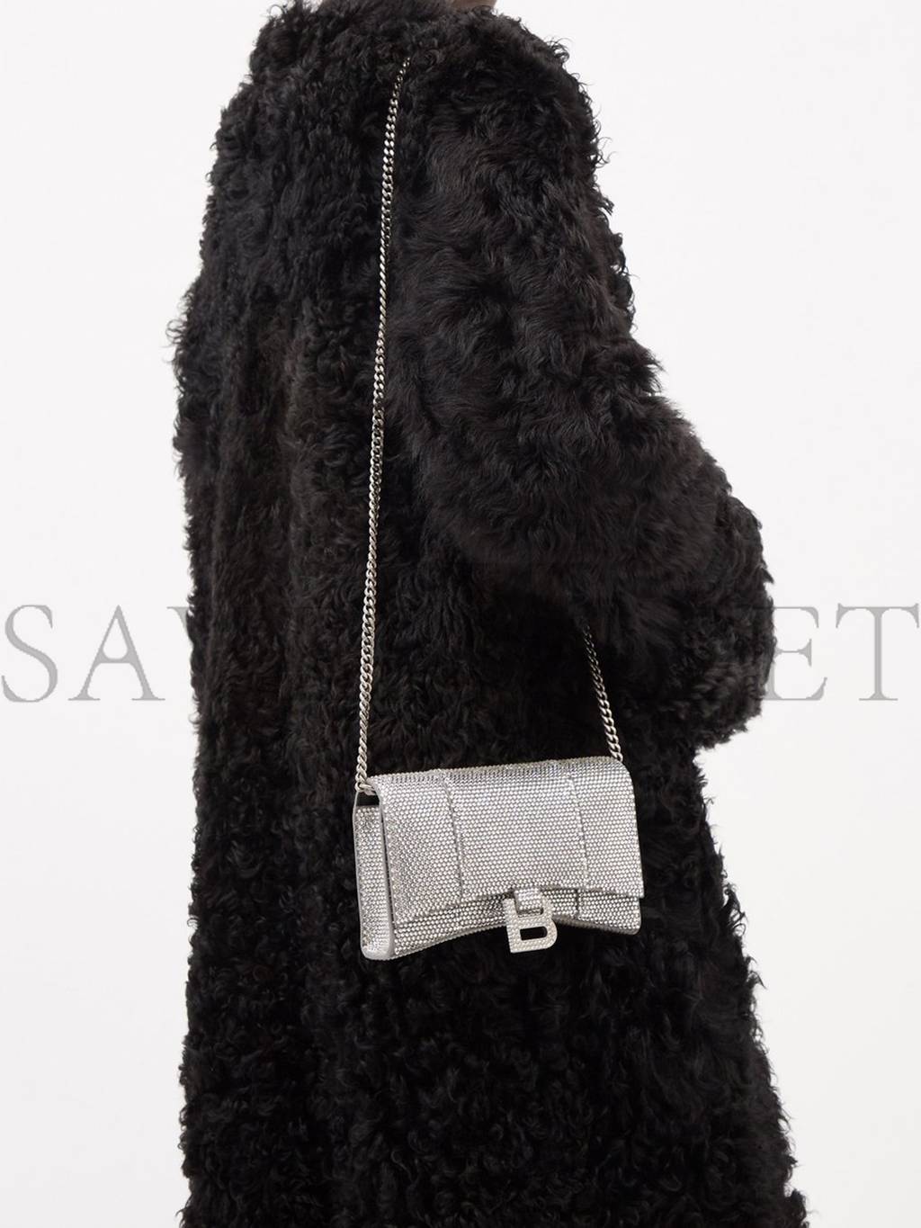 Ba*len*cia*ga grey hourglass crystal-embellished cross-body bag matchesfashion us (19.8*12.1*5cm)
