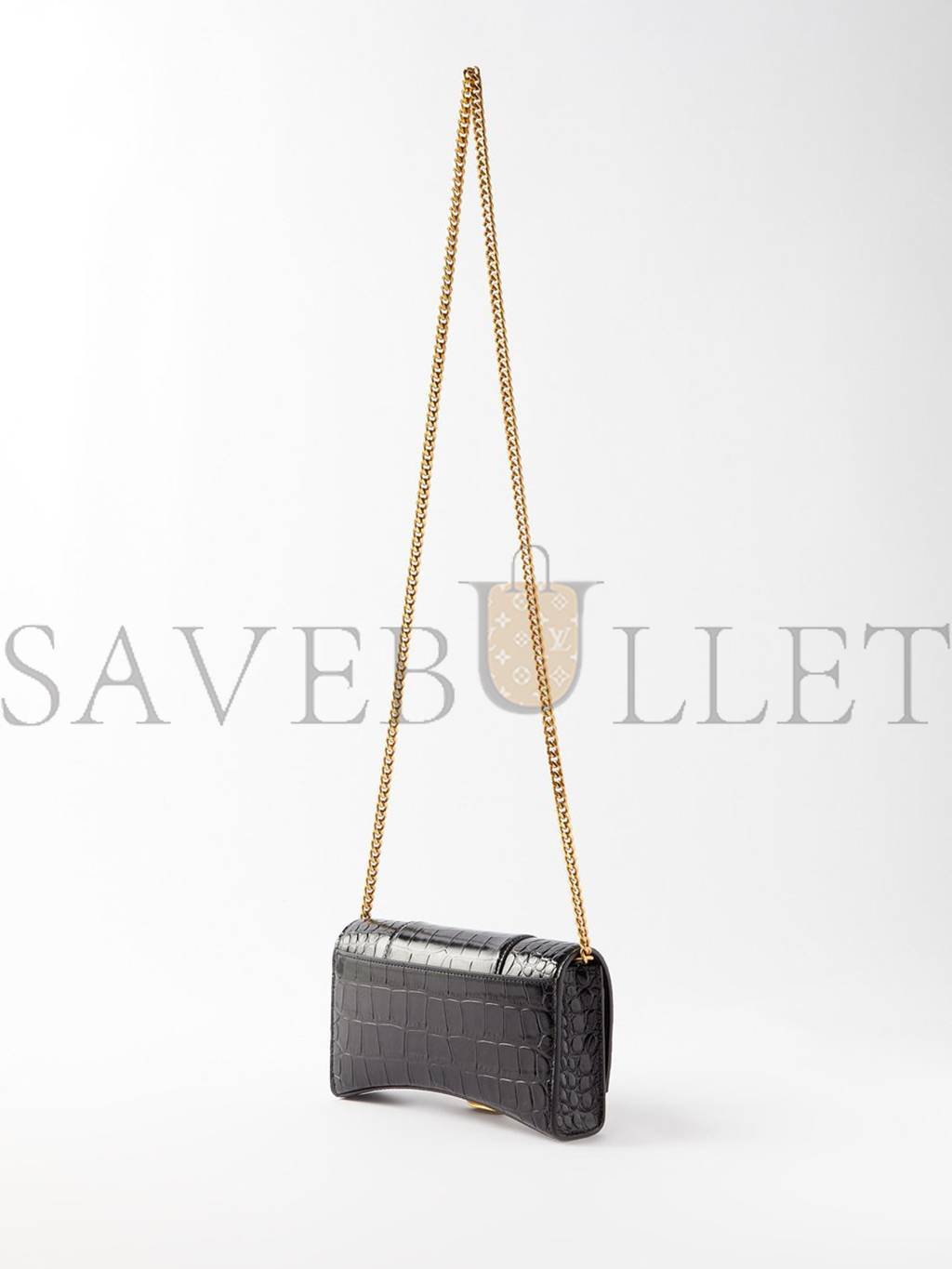 Ba*len*cia*ga black hourglass crocodile-effect leather cross-body bag  matchesfashion us (19.8*12.1*5cm)