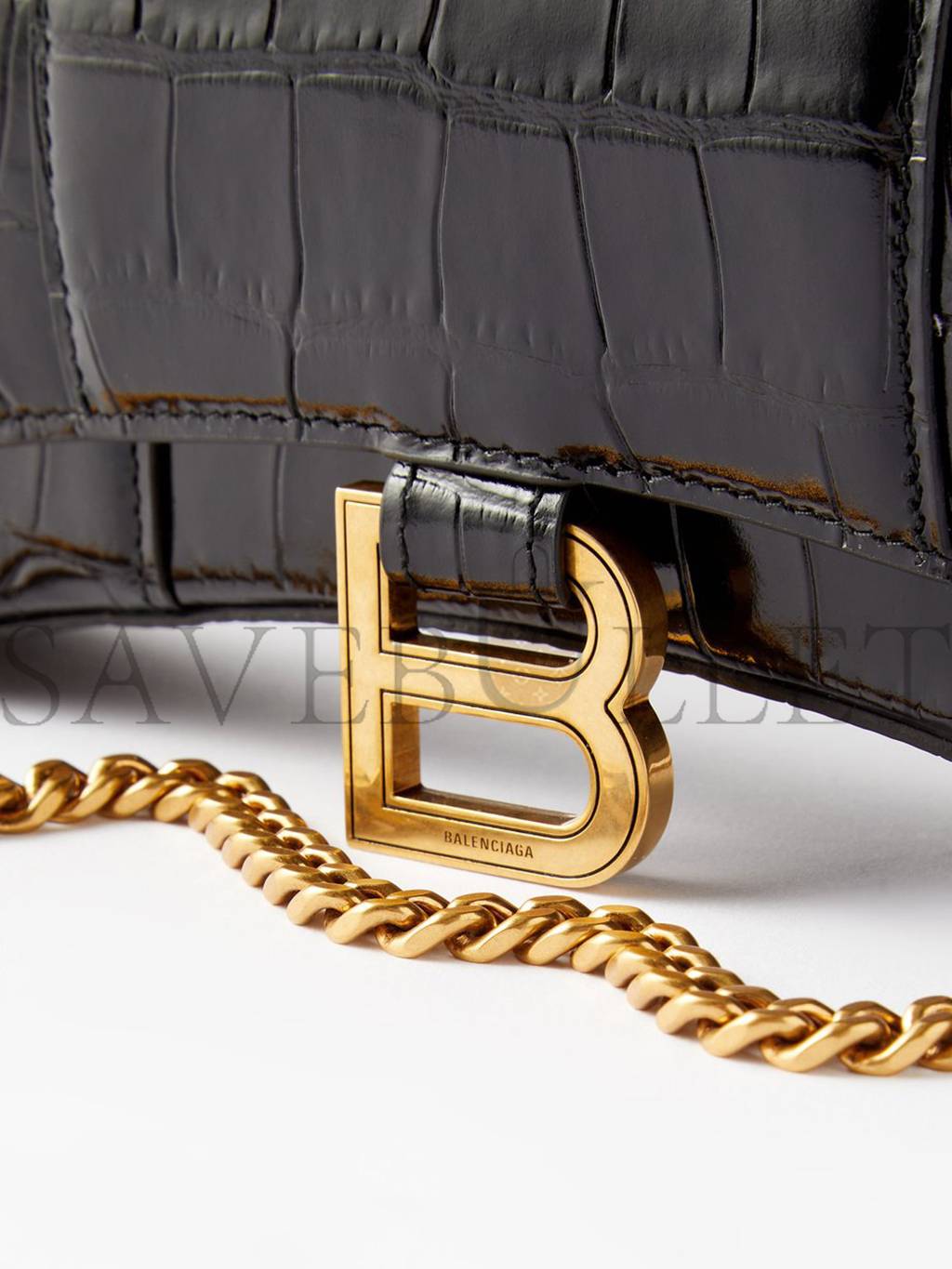 Ba*len*cia*ga black hourglass crocodile-effect leather cross-body bag  matchesfashion us (19.8*12.1*5cm)