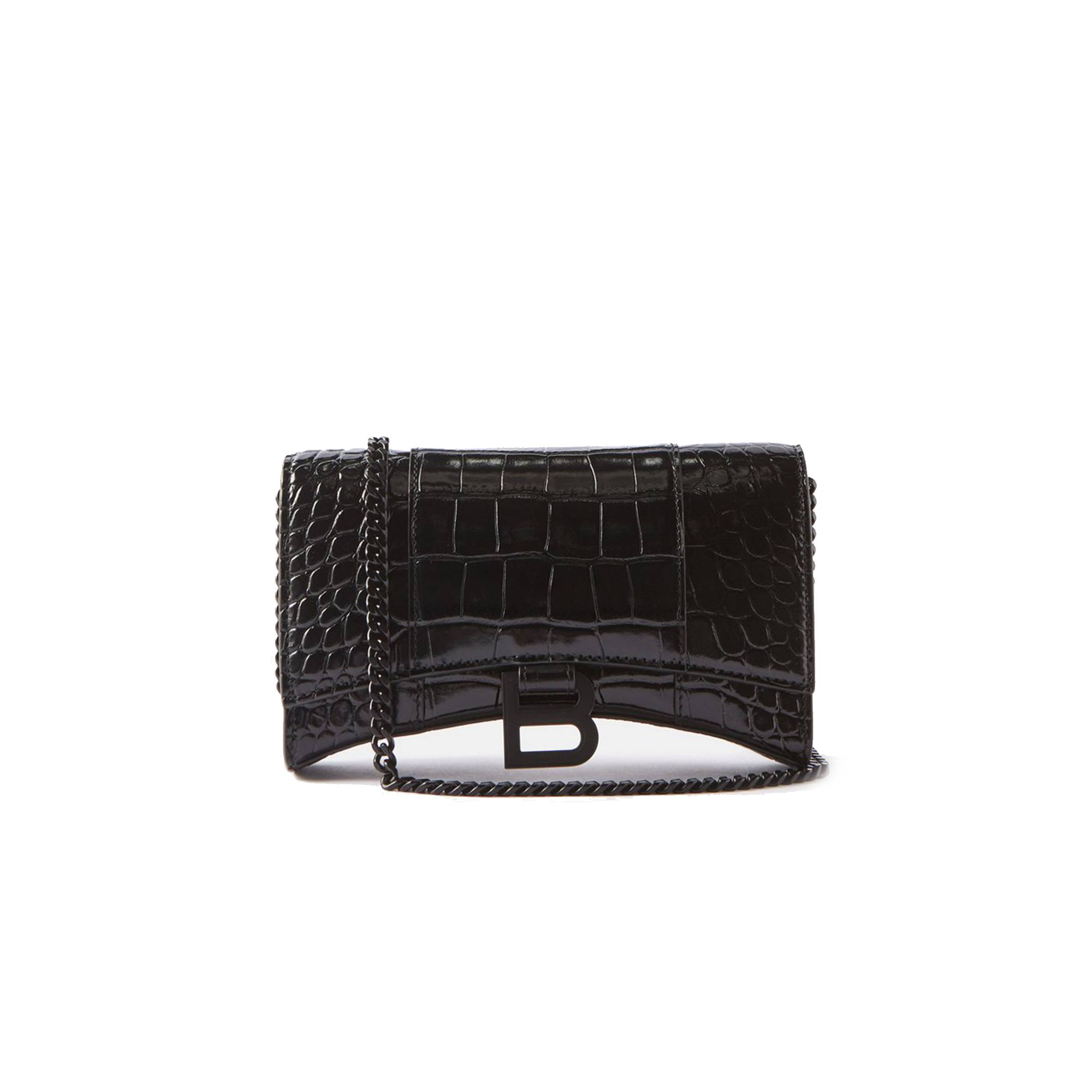 Ba*len*cia*ga black hourglass croc-effect leather cross-body bag  matchesfashion us (20*12.1*10.6cm)