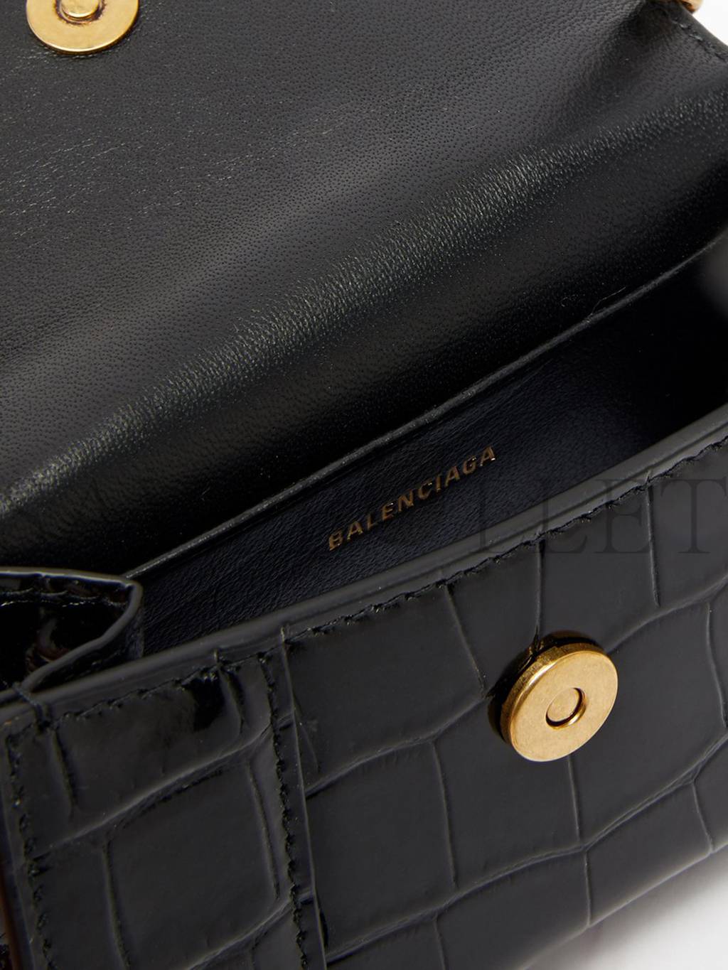 Ba*len*cia*ga black hourglass mini b-logo crocodile-effect leather bag matchesfashion us (11.6*7.8*4.5cm)