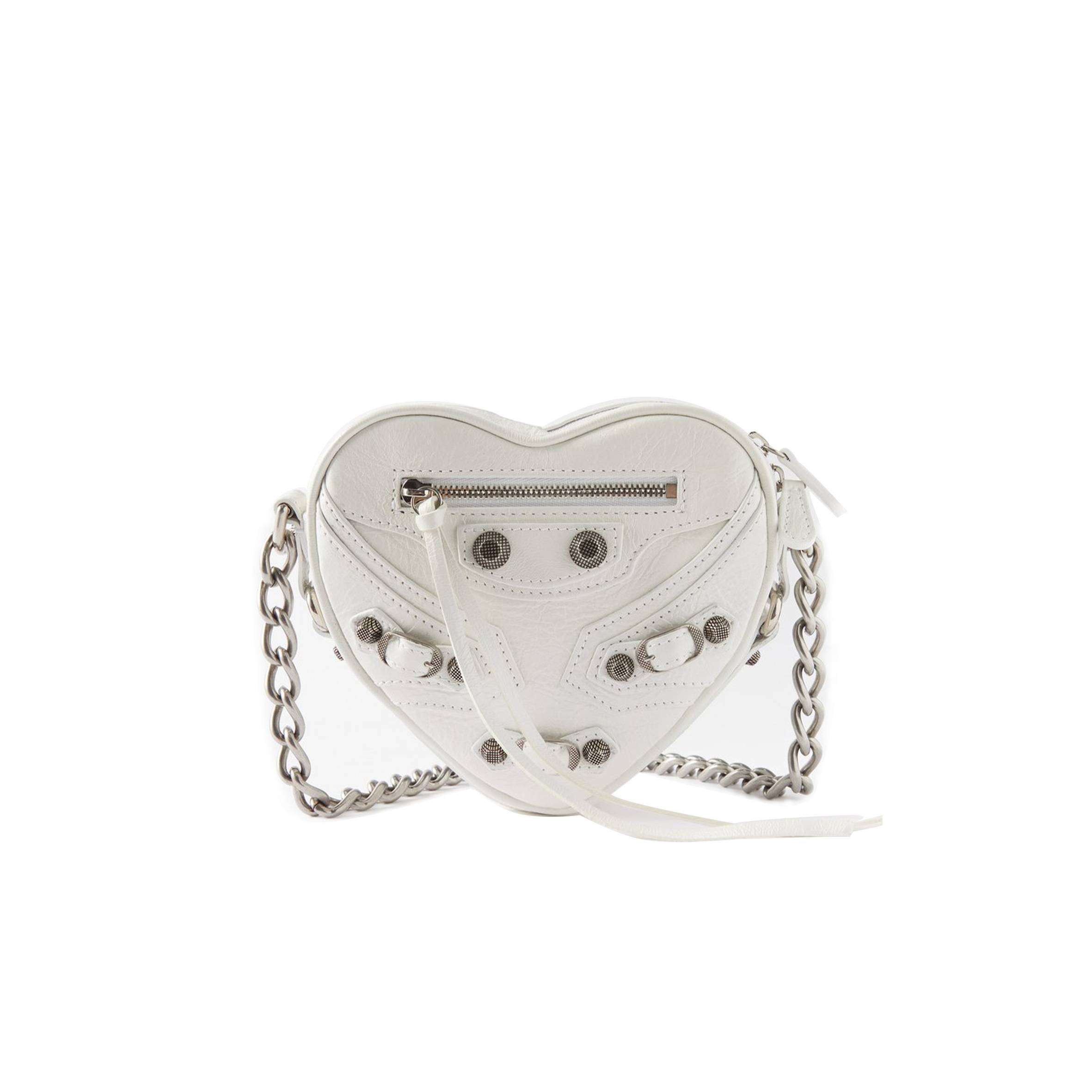 Ba*len*cia*ga white le cagole heart mini leather cross-body bag  matchesfashion us (15.2*13.2*5cm)