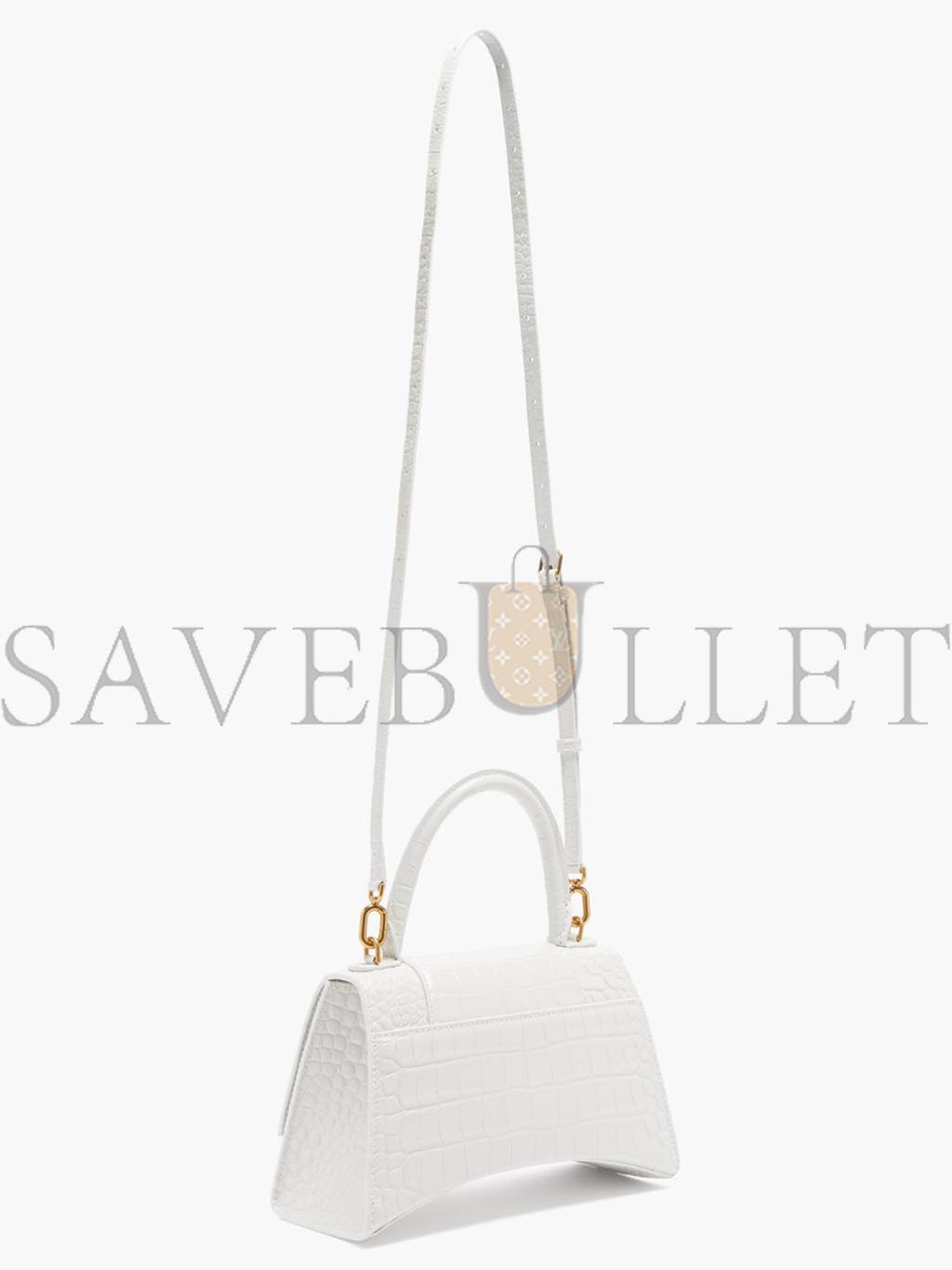 Ba*len*cia*ga white hourglass s crocodile-effect leather bag  matchesfashion us (22.5*15*10cm)