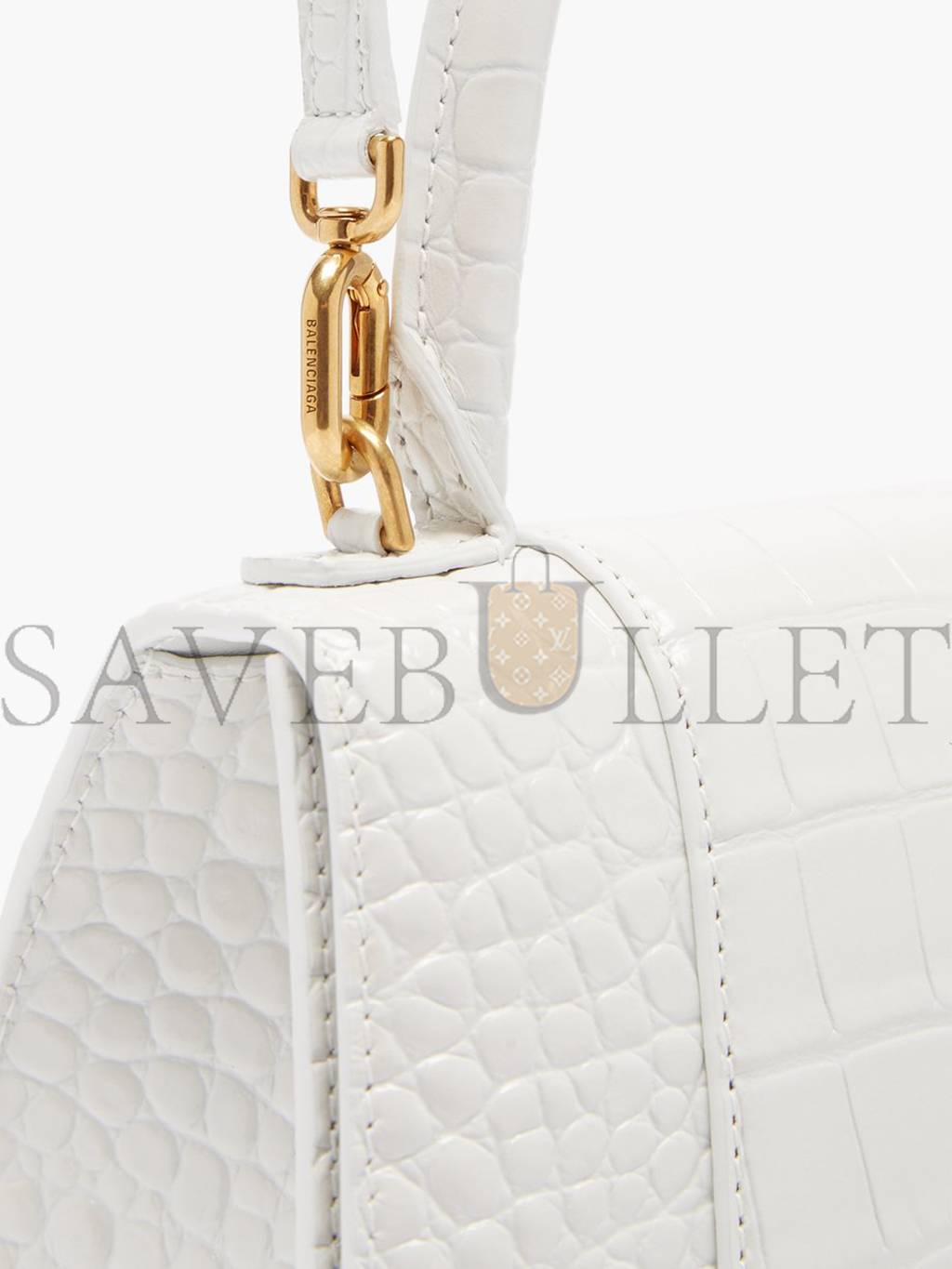 Ba*len*cia*ga white hourglass s crocodile-effect leather bag  matchesfashion us (22.5*15*10cm)