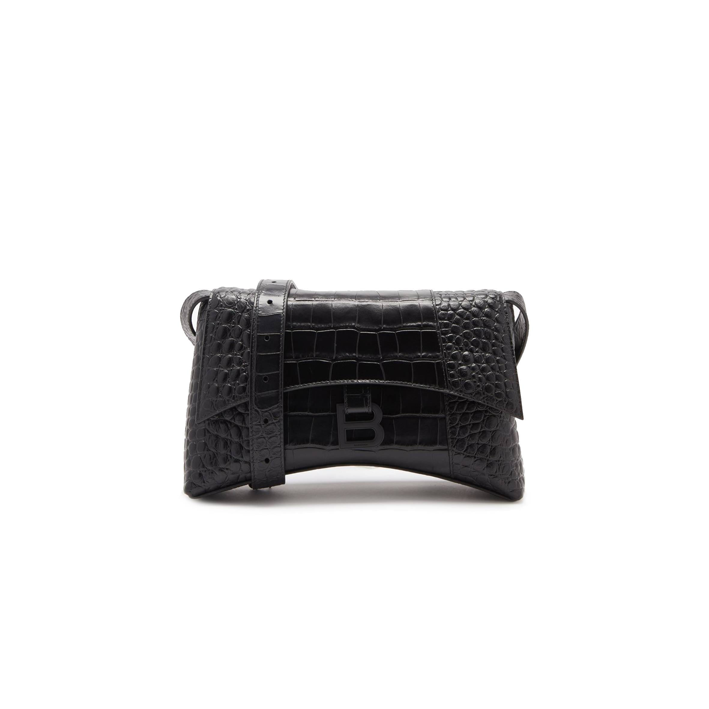 Ba*len*cia*ga black downtown xs crocodile-effect leather bag  matchesfashion us (25.4*15*6cm)