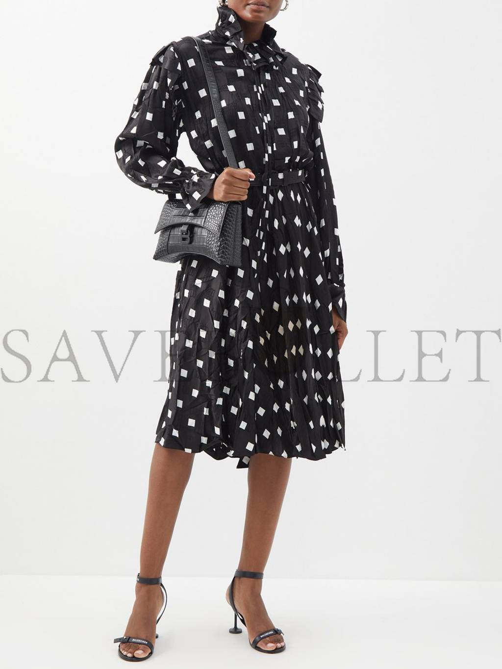 Ba*len*cia*ga black downtown xs crocodile-effect leather bag  matchesfashion us (25.4*15*6cm)