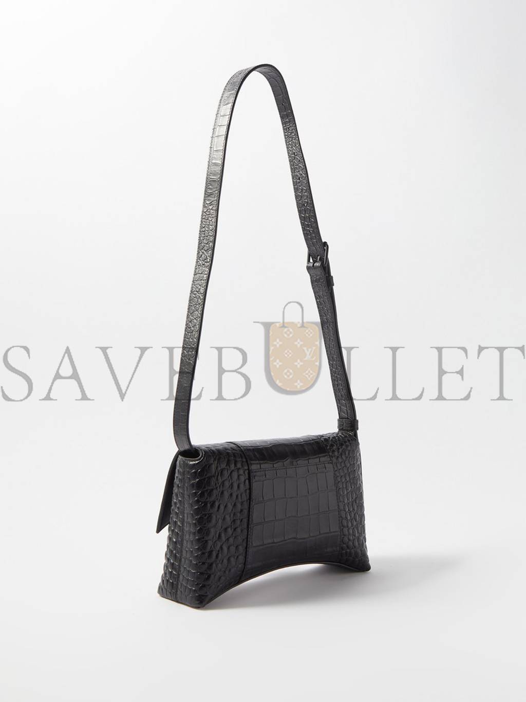 Ba*len*cia*ga black downtown xs crocodile-effect leather bag  matchesfashion us (25.4*15*6cm)