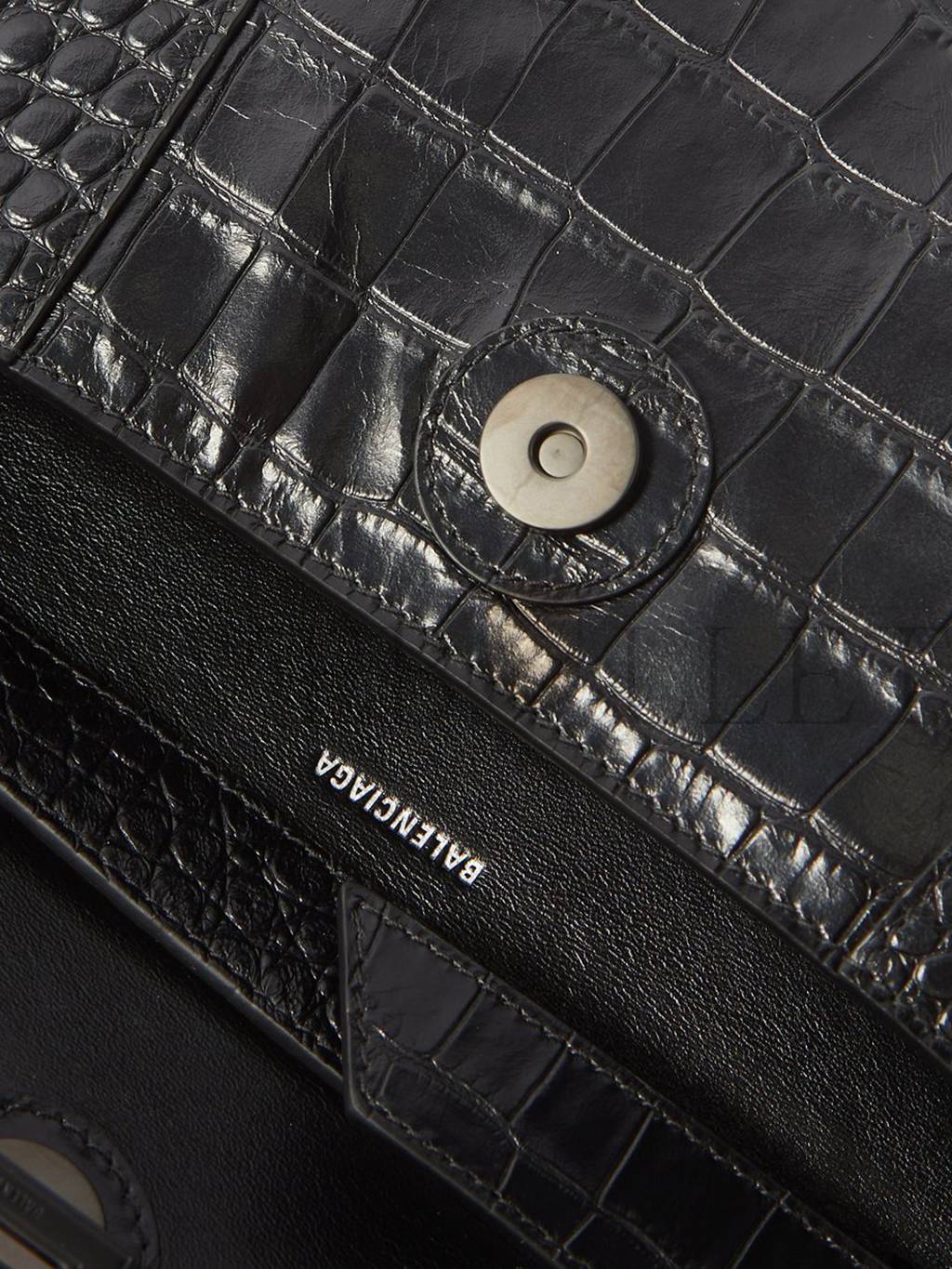 Ba*len*cia*ga black downtown xs crocodile-effect leather bag  matchesfashion us (25.4*15*6cm)