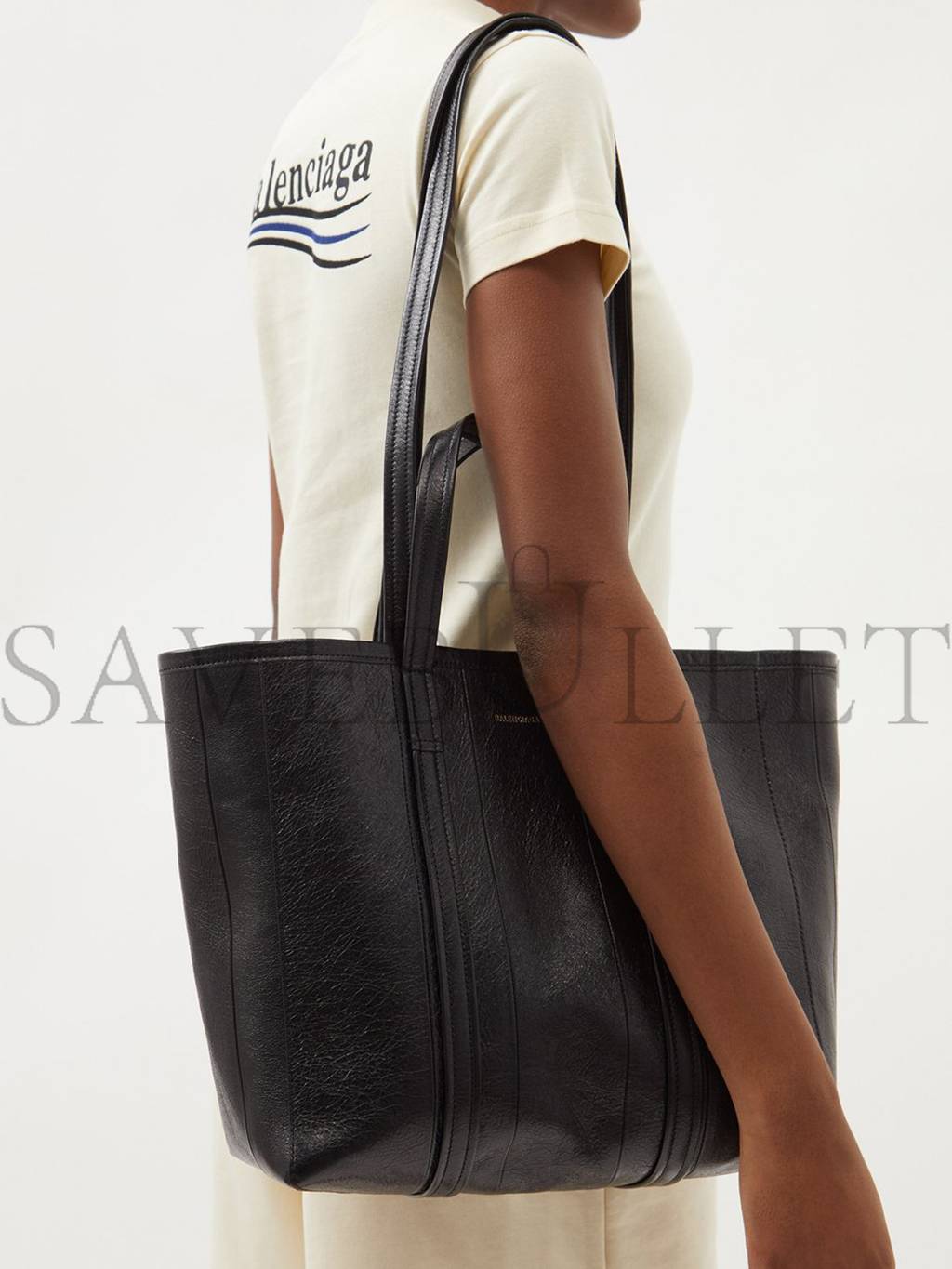 Ba*len*cia*ga black barbes m crinkled-leather tote bag matchesfashion us (40.8*29.2*13.9cm)
