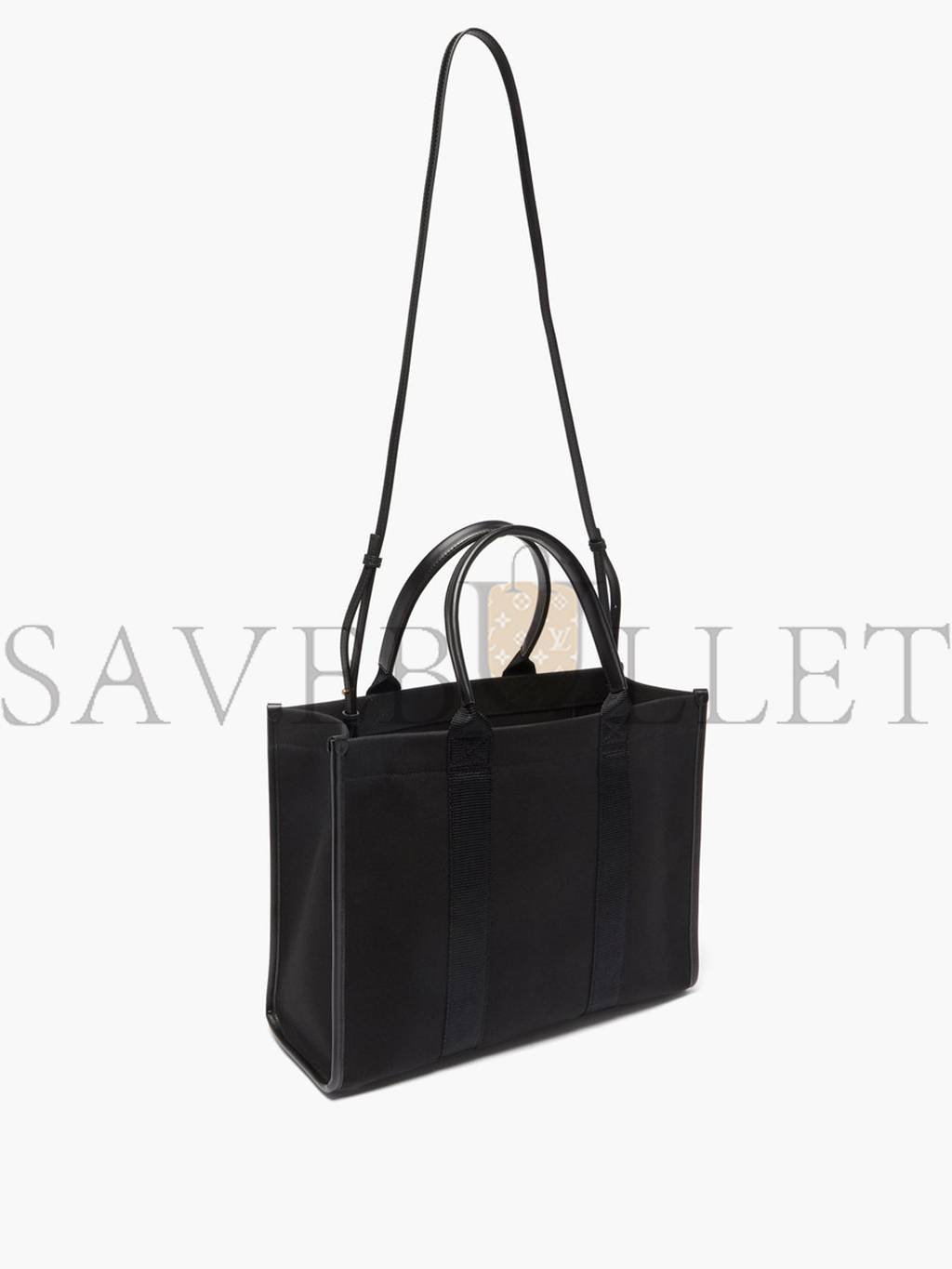 Ba*len*cia*ga black neo navy m leather-trimmed canvas tote bag  matchesfashion us (34.5*25.9*12.9cm)