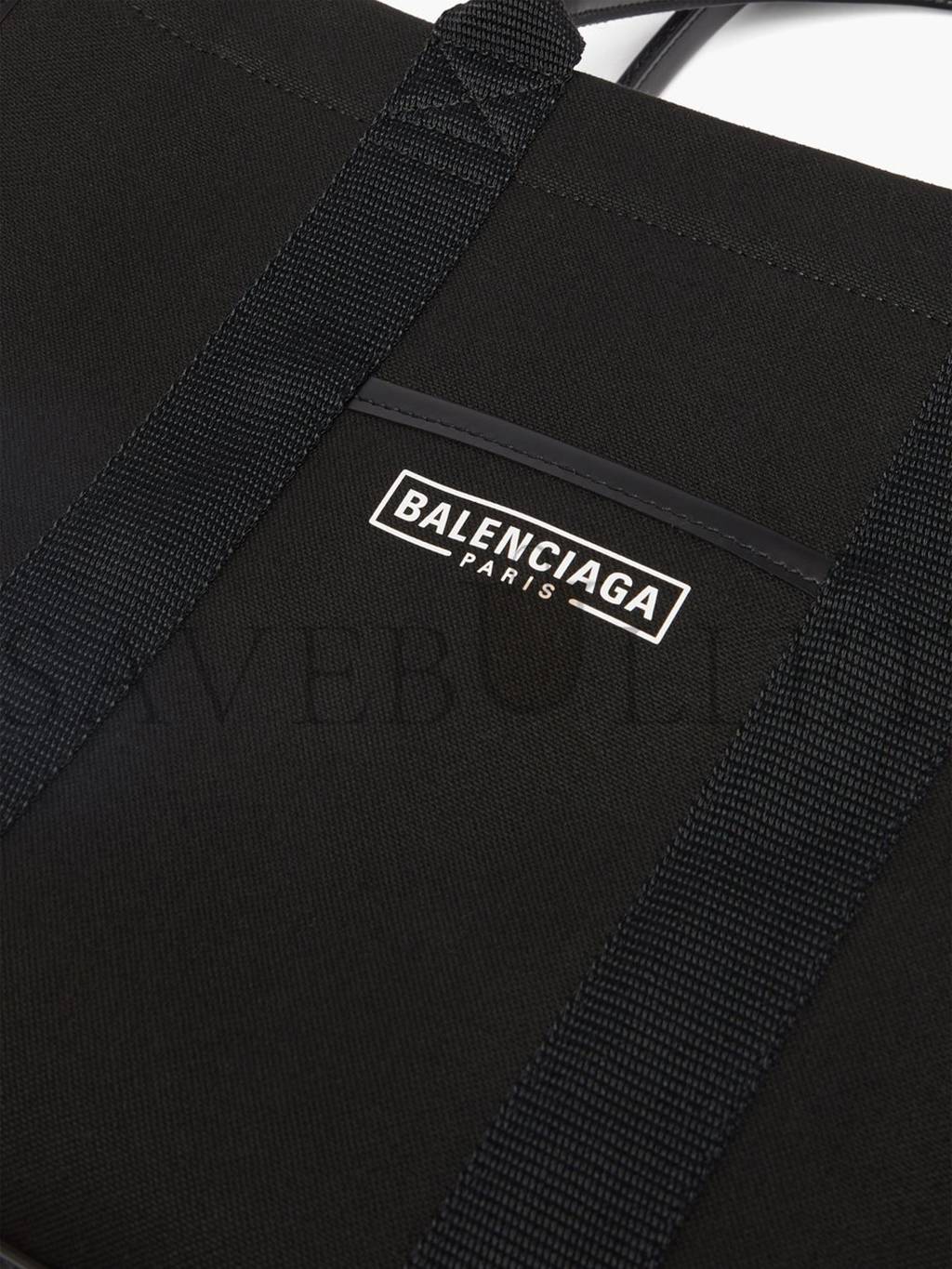 Ba*len*cia*ga black neo navy m leather-trimmed canvas tote bag  matchesfashion us (34.5*25.9*12.9cm)