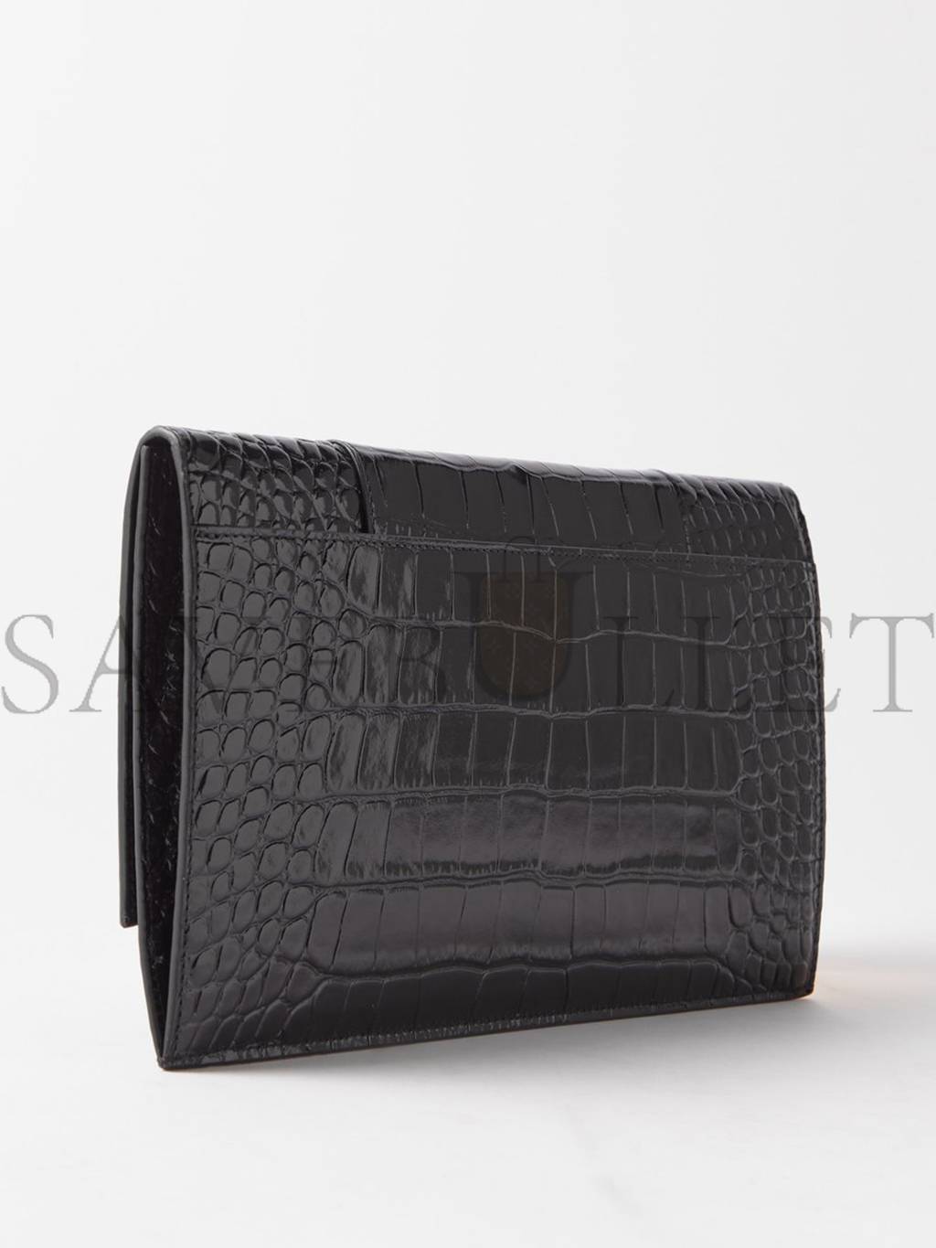 Ba*len*cia*ga black hourglass crocodile-effect leather clutch bag  matchesfashion us (27*16*2cm)