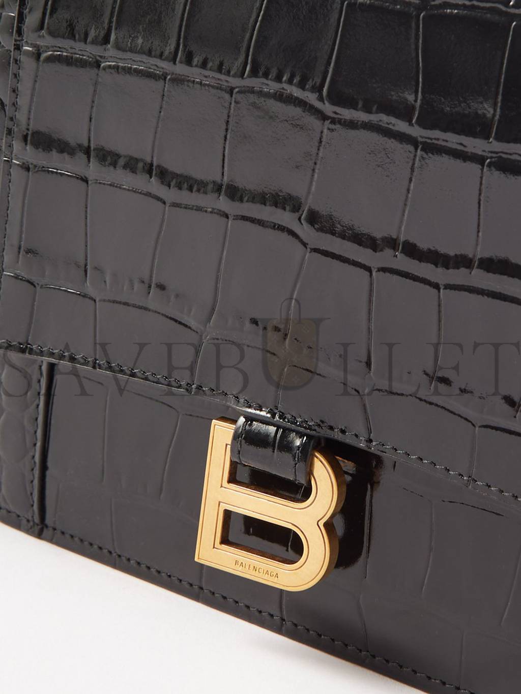 Ba*len*cia*ga black hourglass crocodile-effect leather clutch bag  matchesfashion us (27*16*2cm)