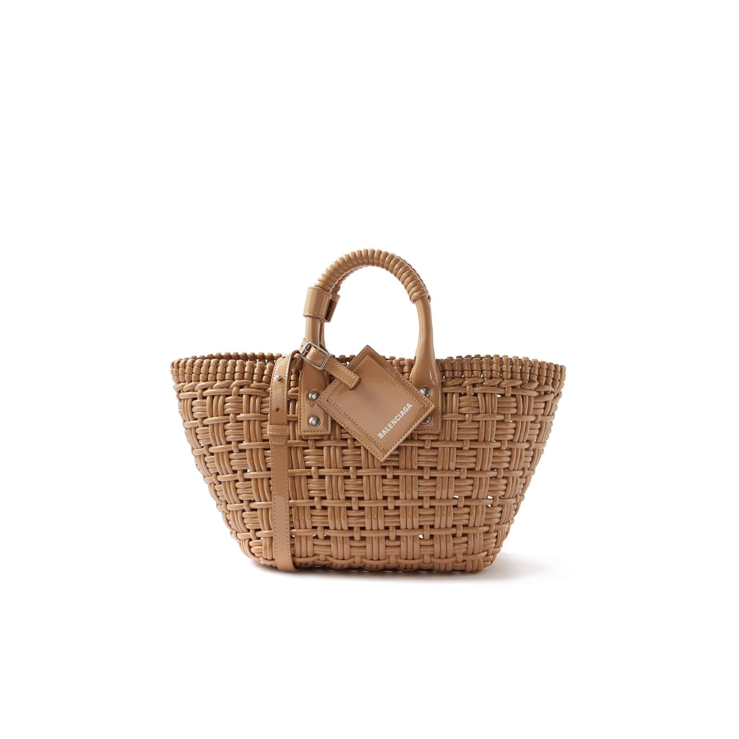 Ba*len*cia*ga beige bistro xs woven faux-leather basket bag  matchesfashion us (35.5*21*11cm)