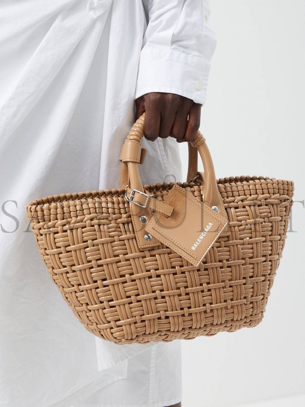 Ba*len*cia*ga beige bistro xs woven faux-leather basket bag  matchesfashion us (35.5*21*11cm)