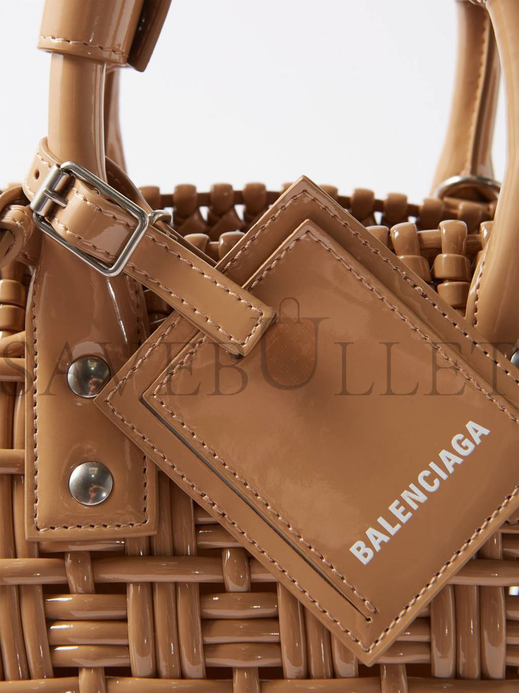 Ba*len*cia*ga beige bistro xs woven faux-leather basket bag  matchesfashion us (35.5*21*11cm)