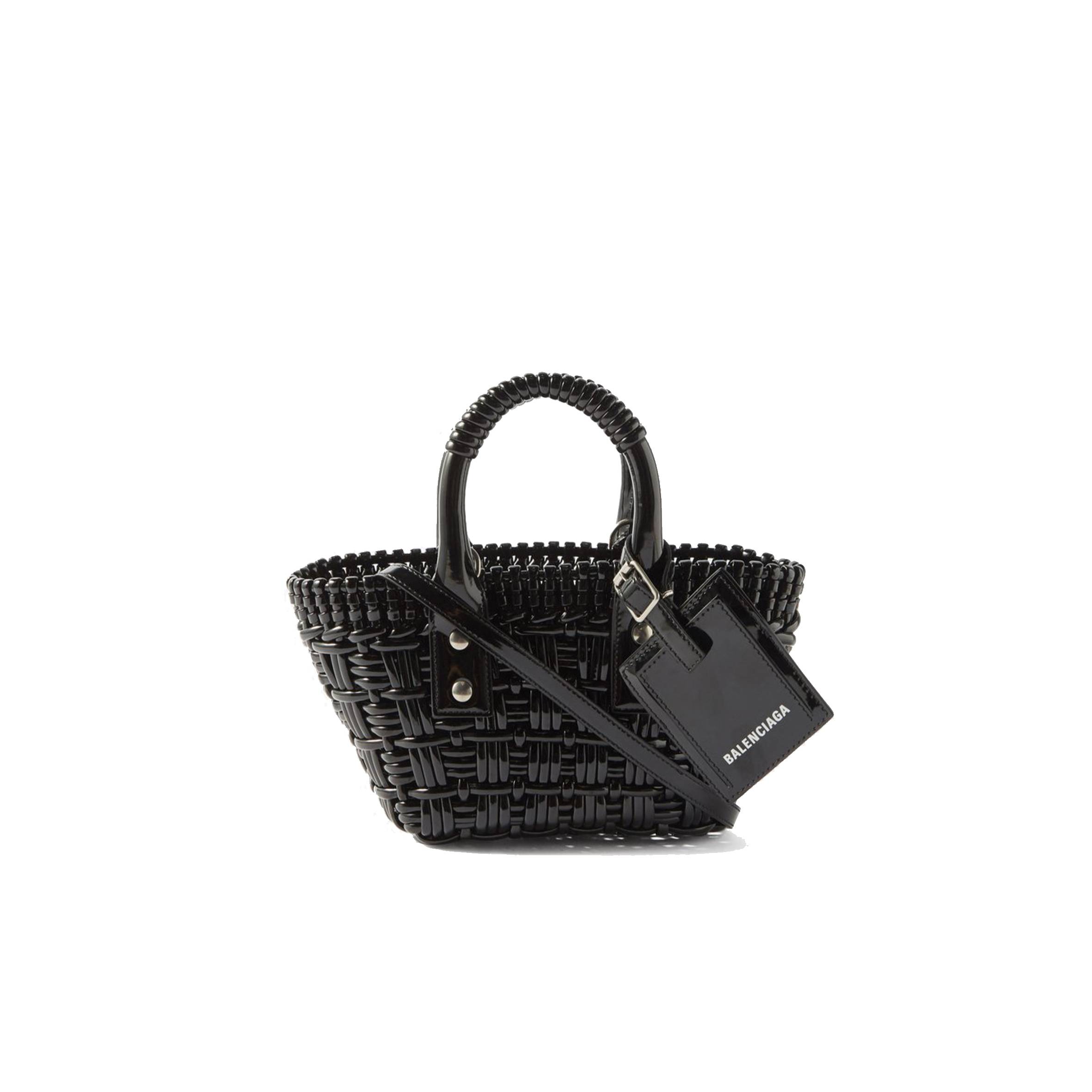 Ba*len*cia*ga black bistro xxs woven faux-leather basket bag  matchesfashion us (16*14.5*7.5cm)